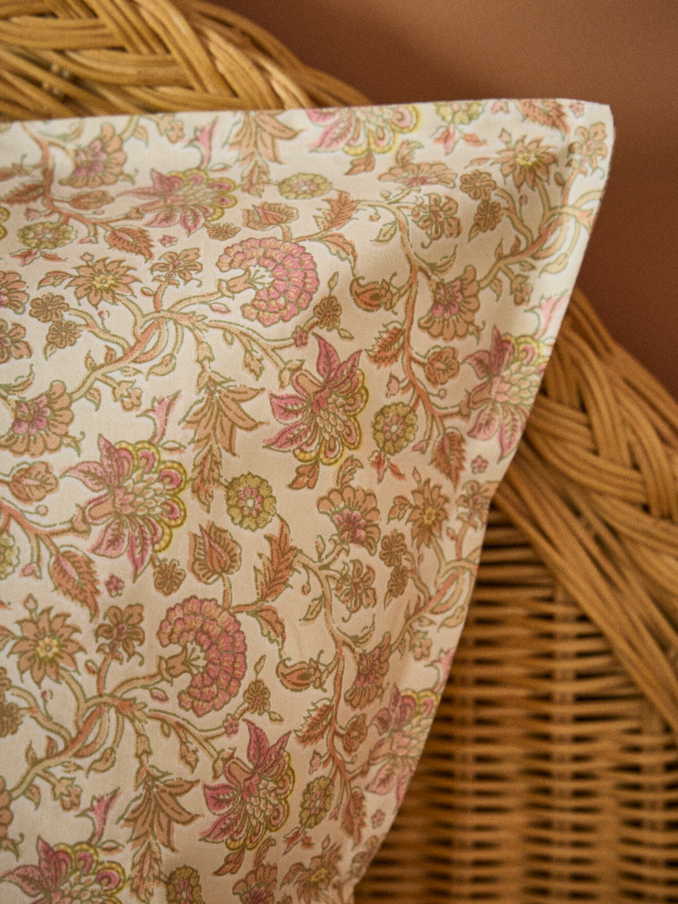 Cotton percale pillowcase "Agathe" Beige