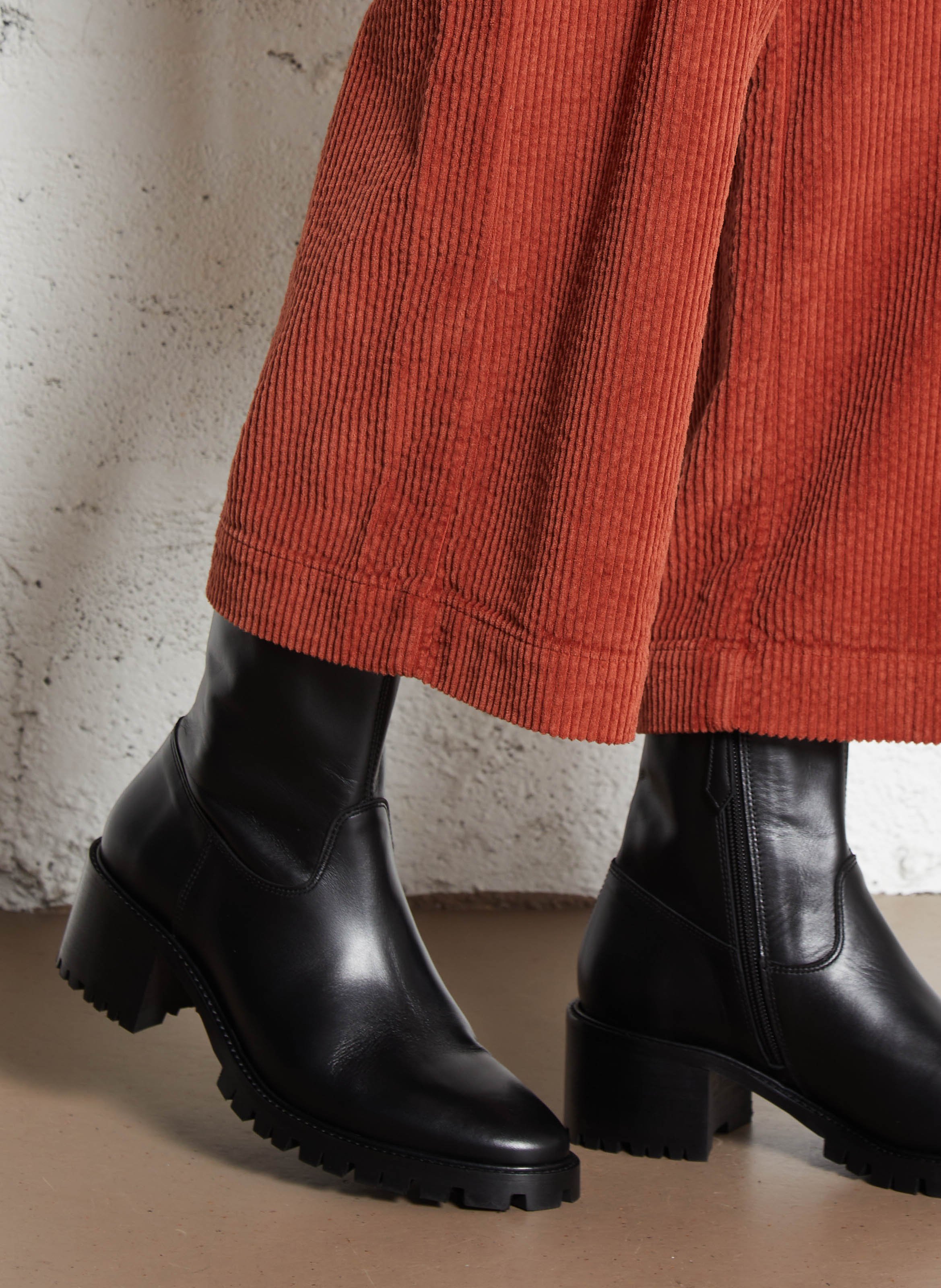 Bottines en cuir velours RIVECOUR Noir