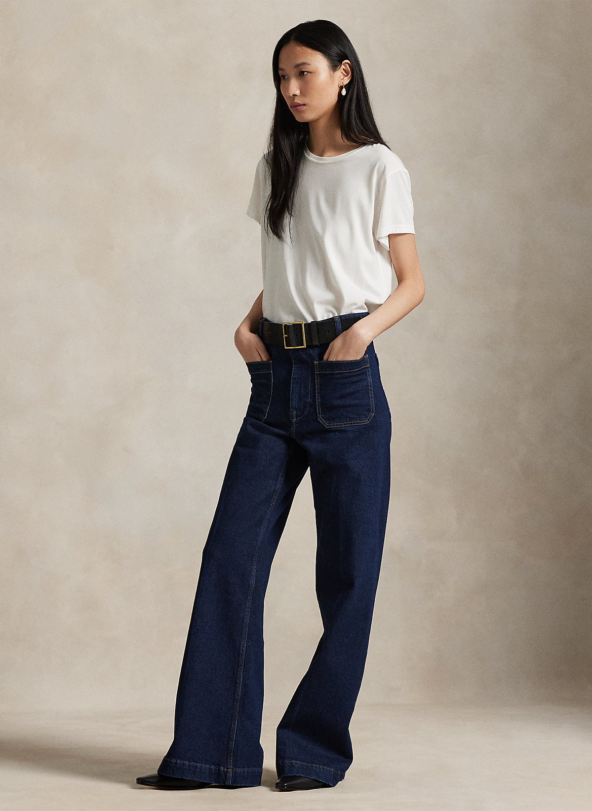 Jean patte d'eph en coton mélangé POLO RALPH LAUREN Bleu