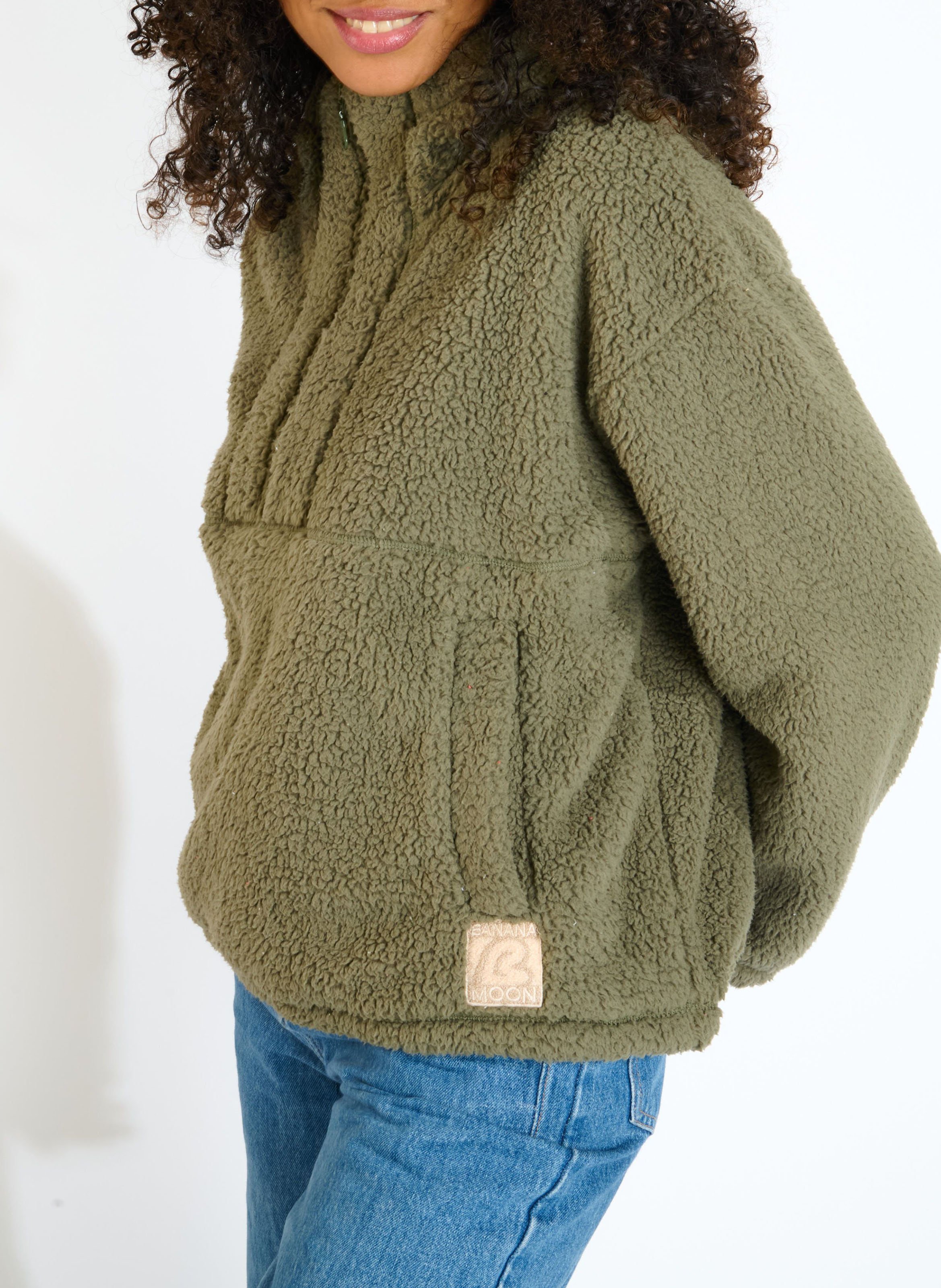 Sweat ample à capuche teddy BANANA MOON Vert