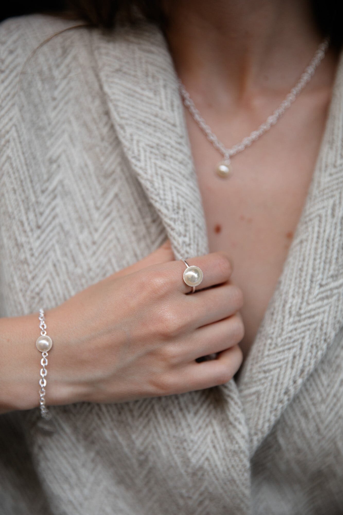 Mini bracelet perle  plaqué argent MONSIEUR SIMONE Argent