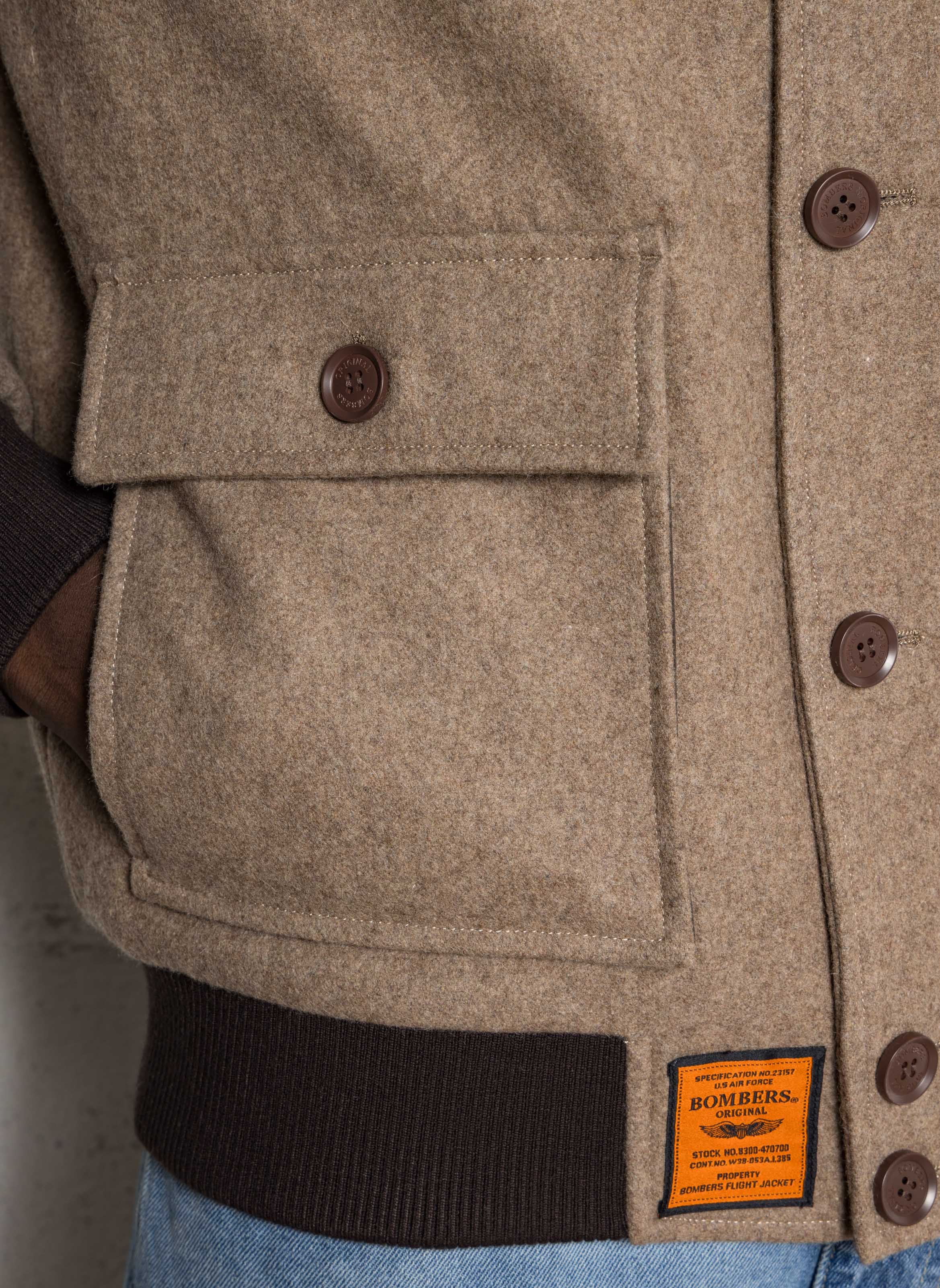 Blouson oversize col montant en laine mélangée BOMBERS ORIGINAL Beige