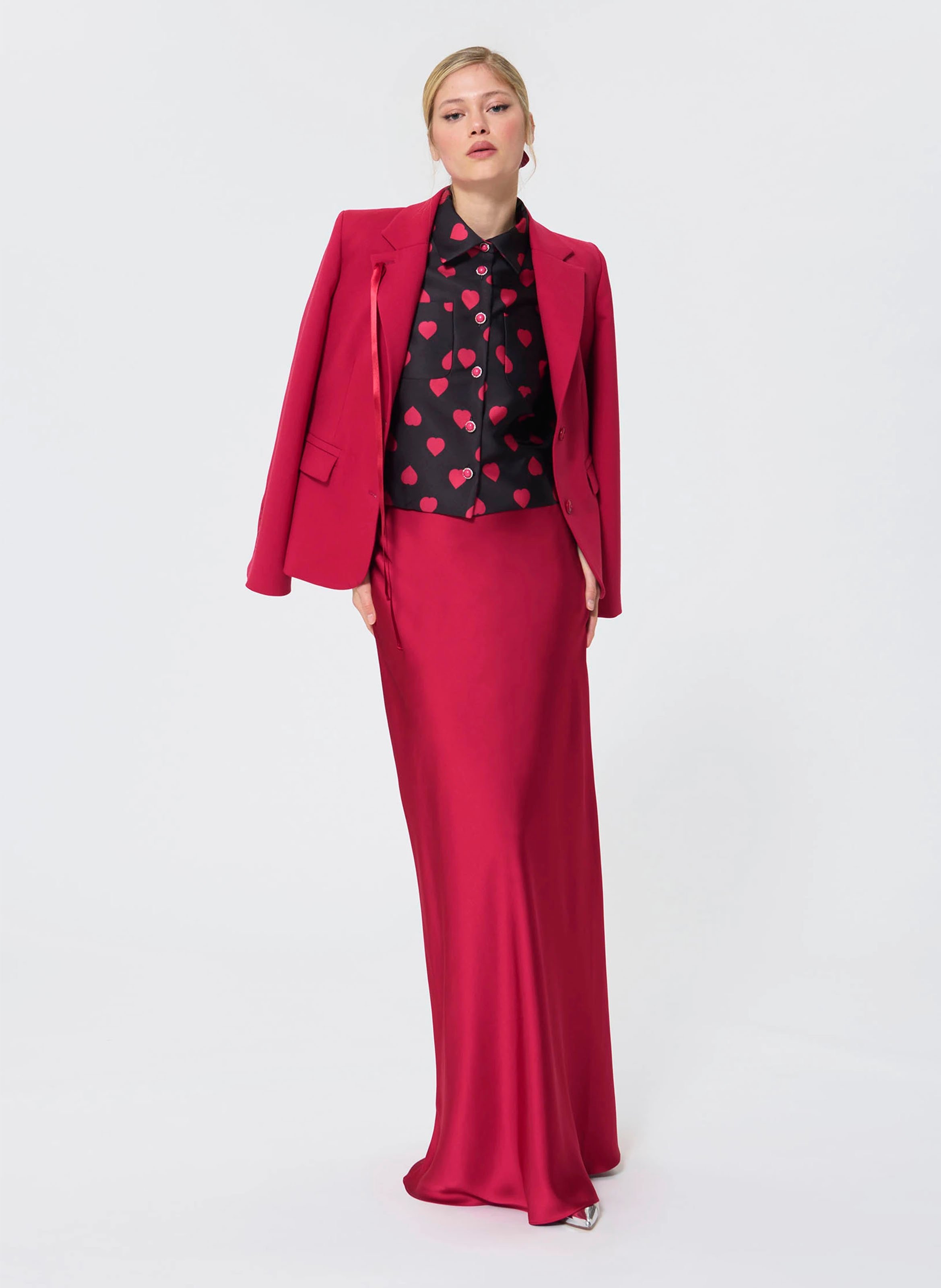 Long satin skirt TARA JARMON Red