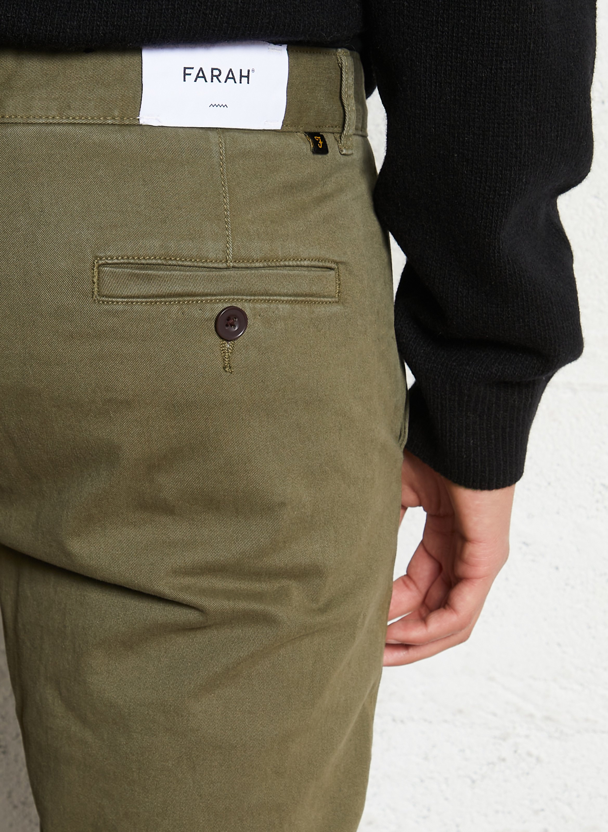 Straight-leg organic cotton-blend pants FARAH Green