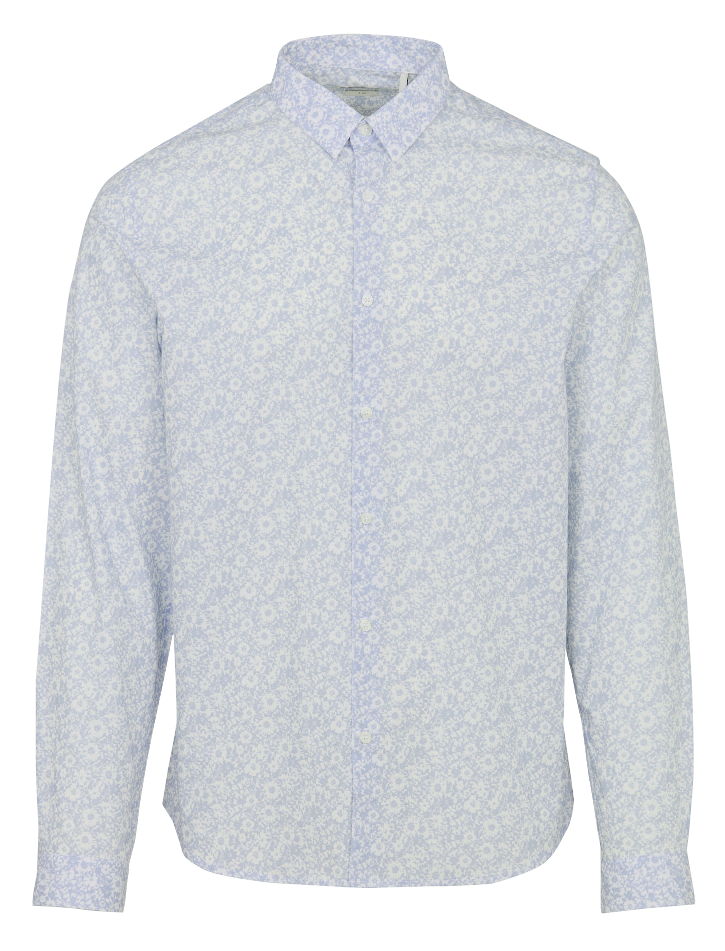 Chemise slim-fit col parisien imprimé fleuri en coton IKKS Bleu