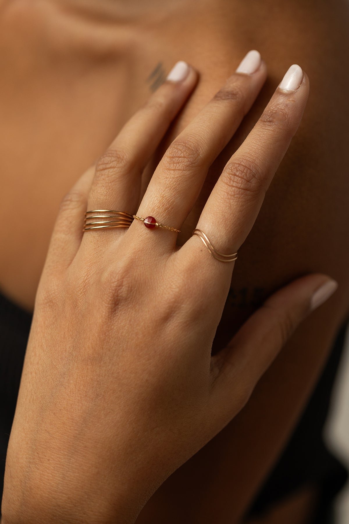 Multi-row ring YAY Golden