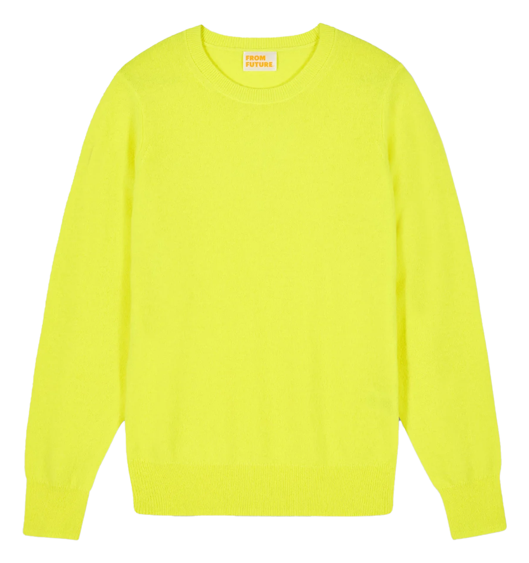 Straight cotton sweater with round neck FROM FUTURE Yellow
