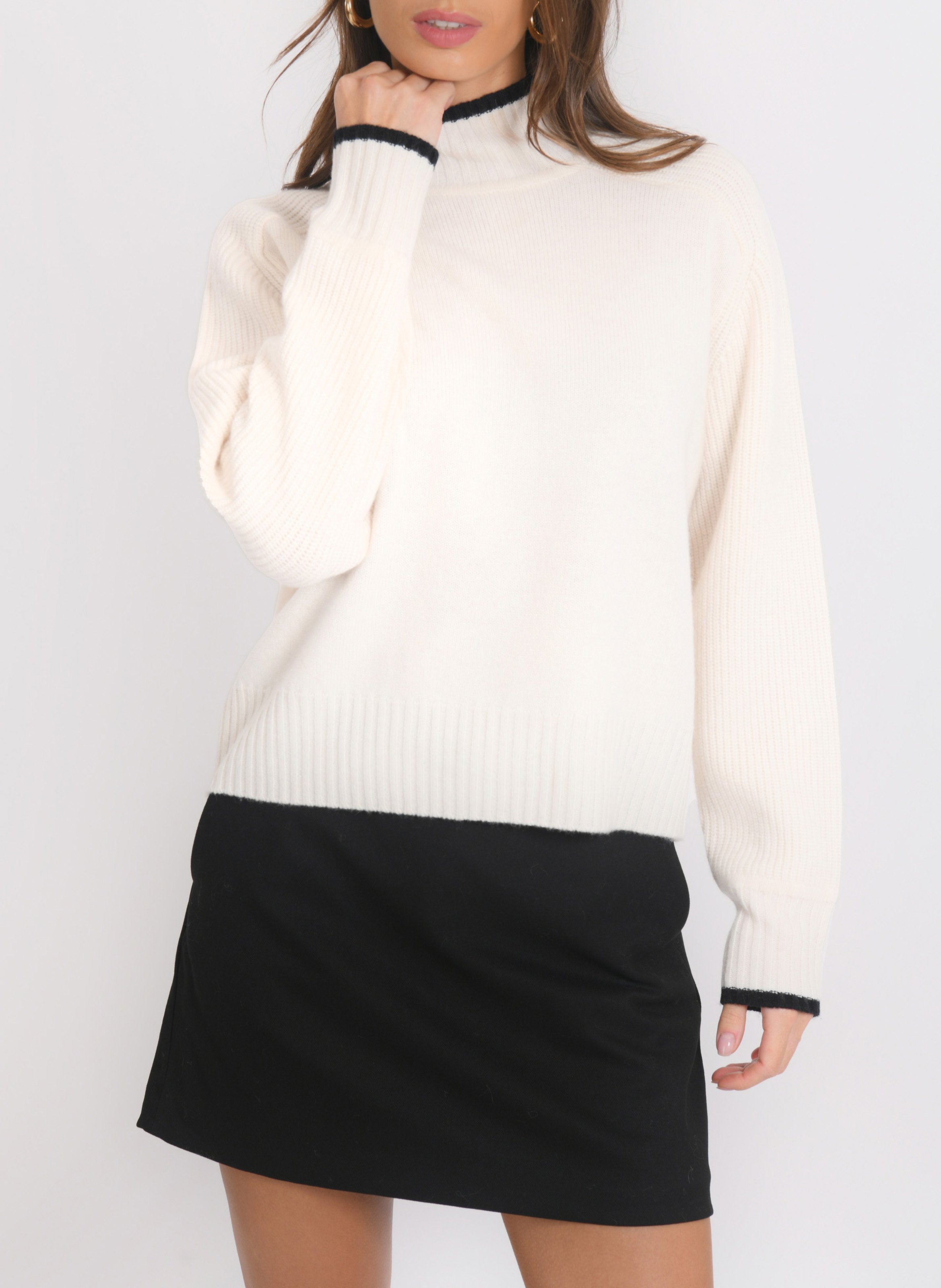 Oversize-Pullover mit Stehkragen aus Wolle und Kaschmir KOOKAI Weiss