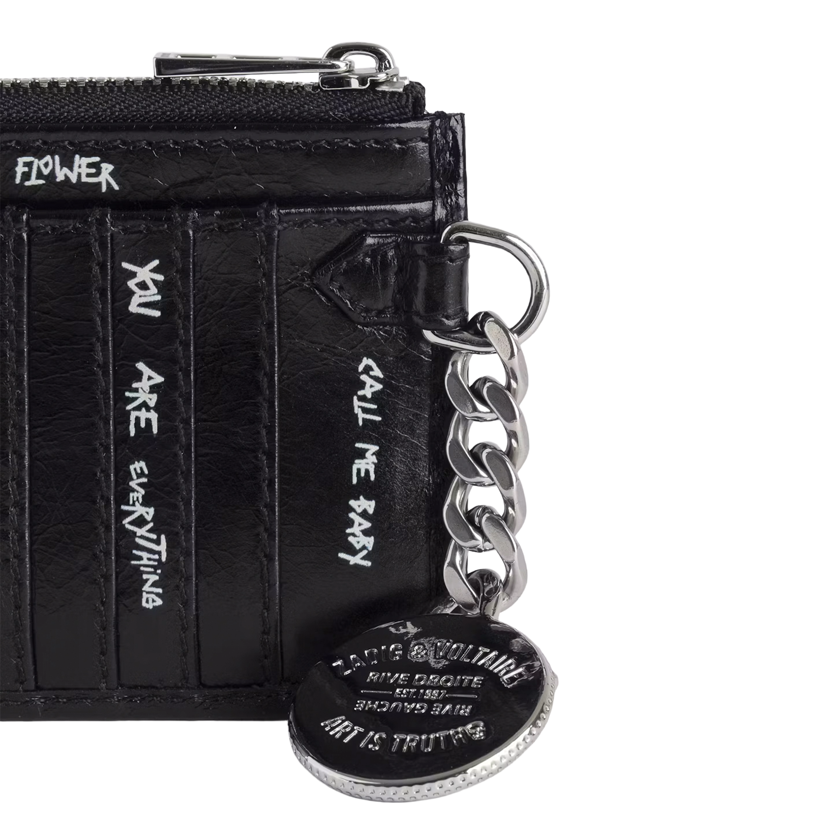 Kartenetui aus geprägtem Leder ZADIG&VOLTAIRE Schwarz