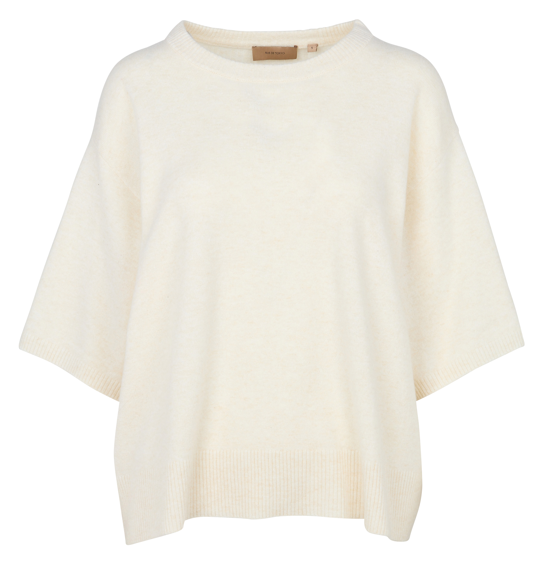 Wijde trui met korte mouwen van wol RUE DE TOKYO Beige