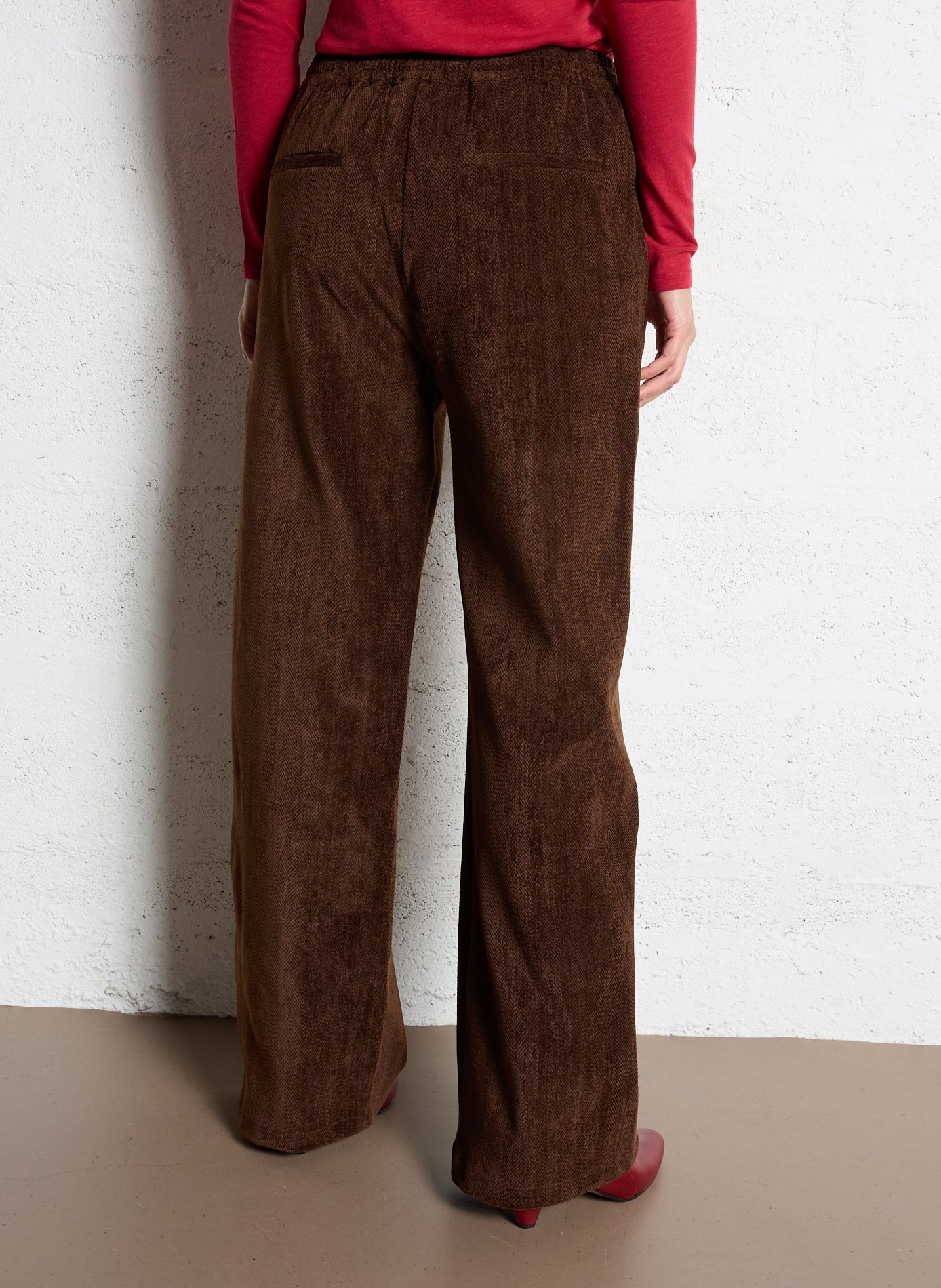 Wide leg velvet herringbone pants LA PETITE ETOILE Brown