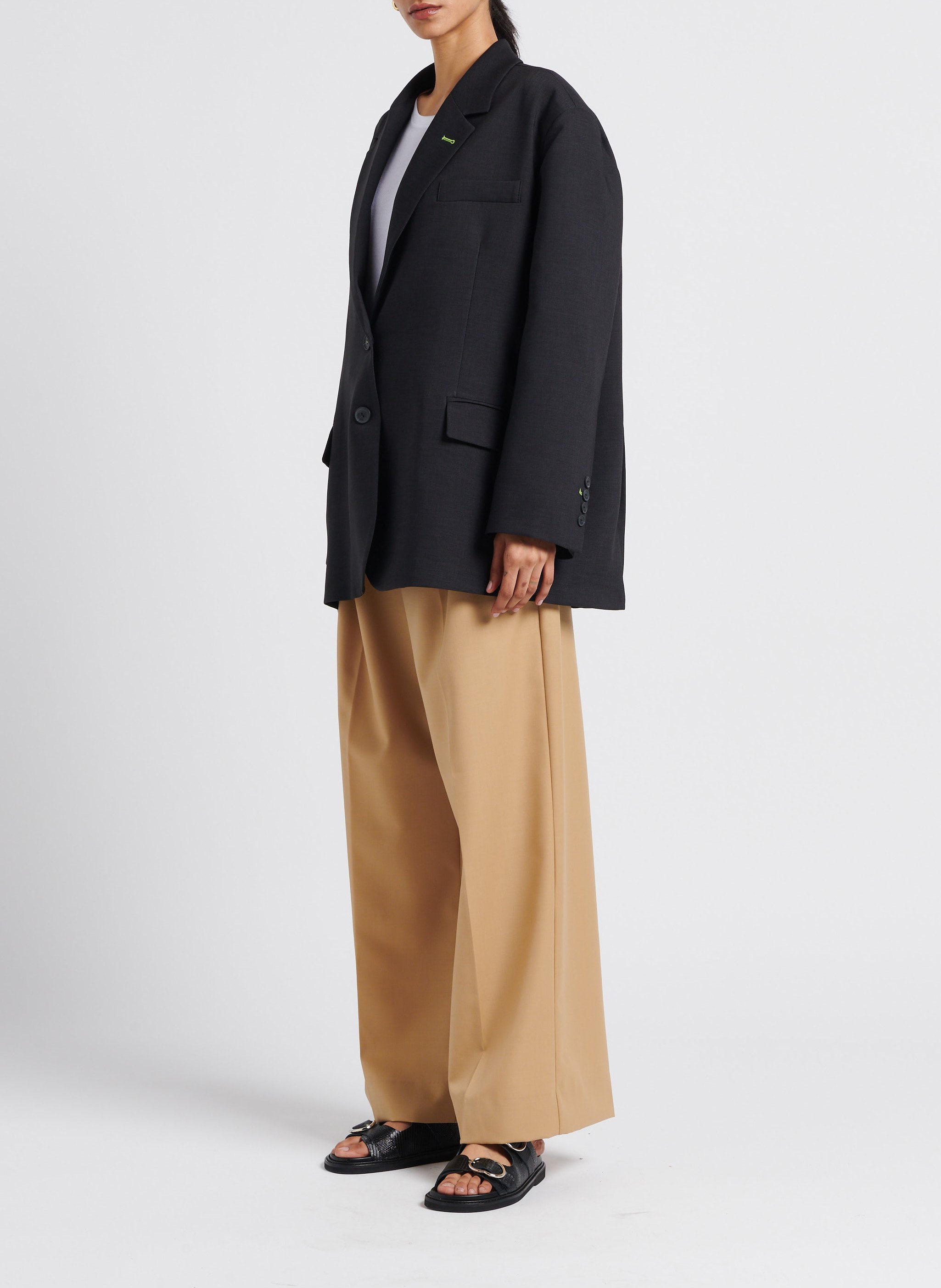 Wijde bandplooibroek SECOND FEMALE Beige