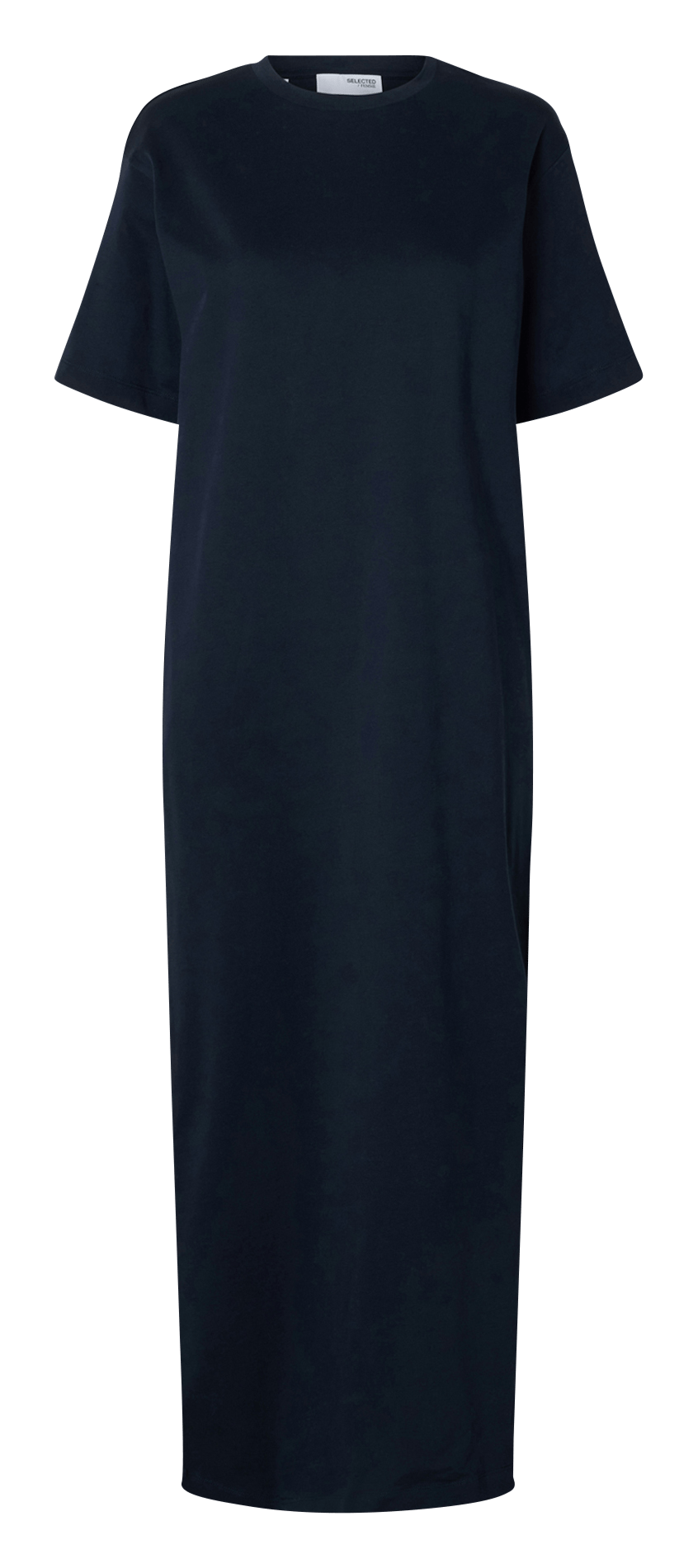 Robe longue col rond en coton bio SELECTED Bleu
