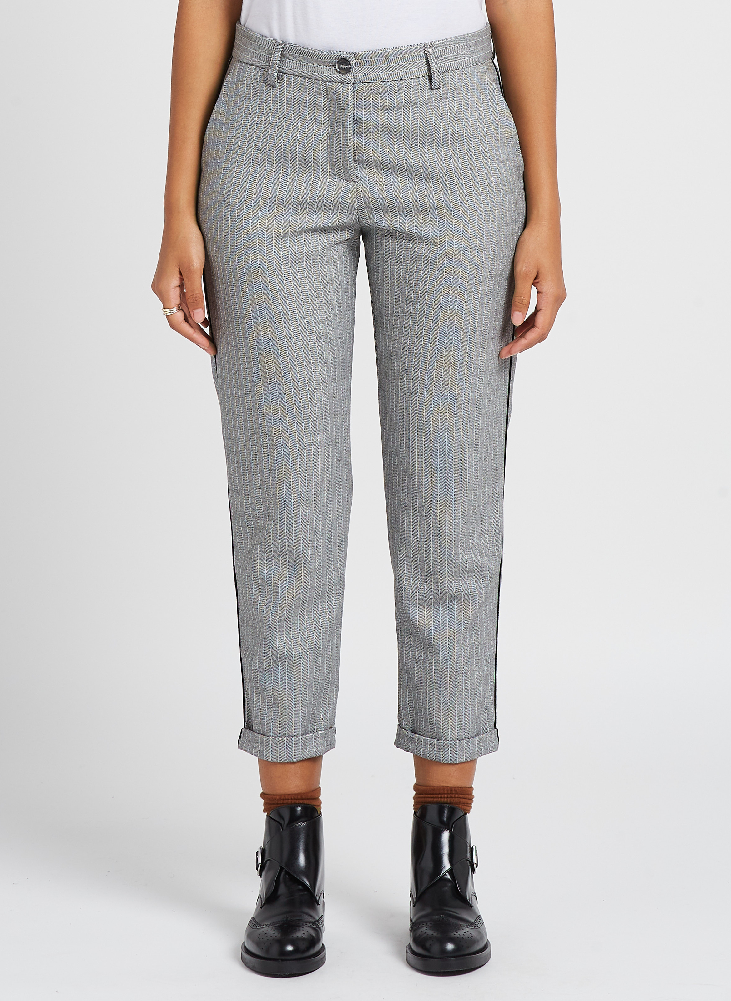 Gerade geschnittene Taillenhose mit Streifen IMPERIAL Schwarz