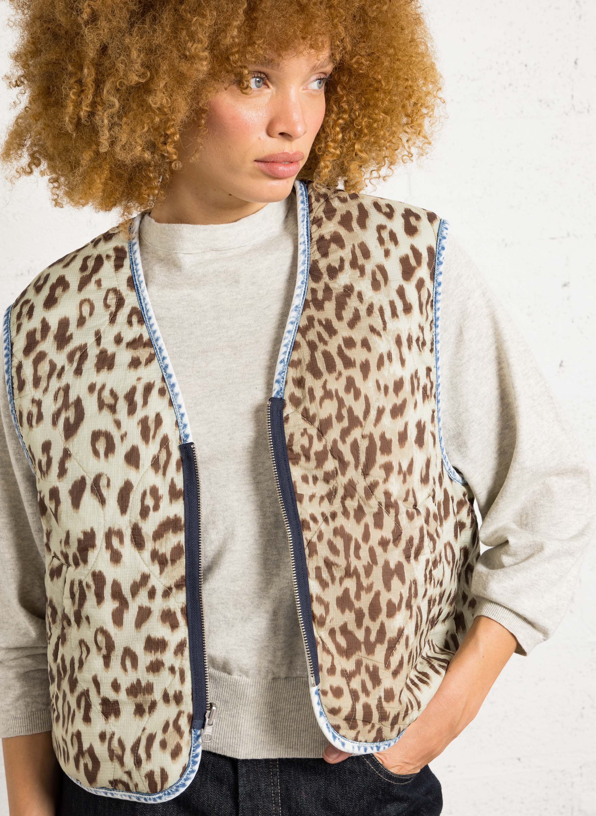 Wende-V-Ausschnitt-Jacke BELLEROSE Grau