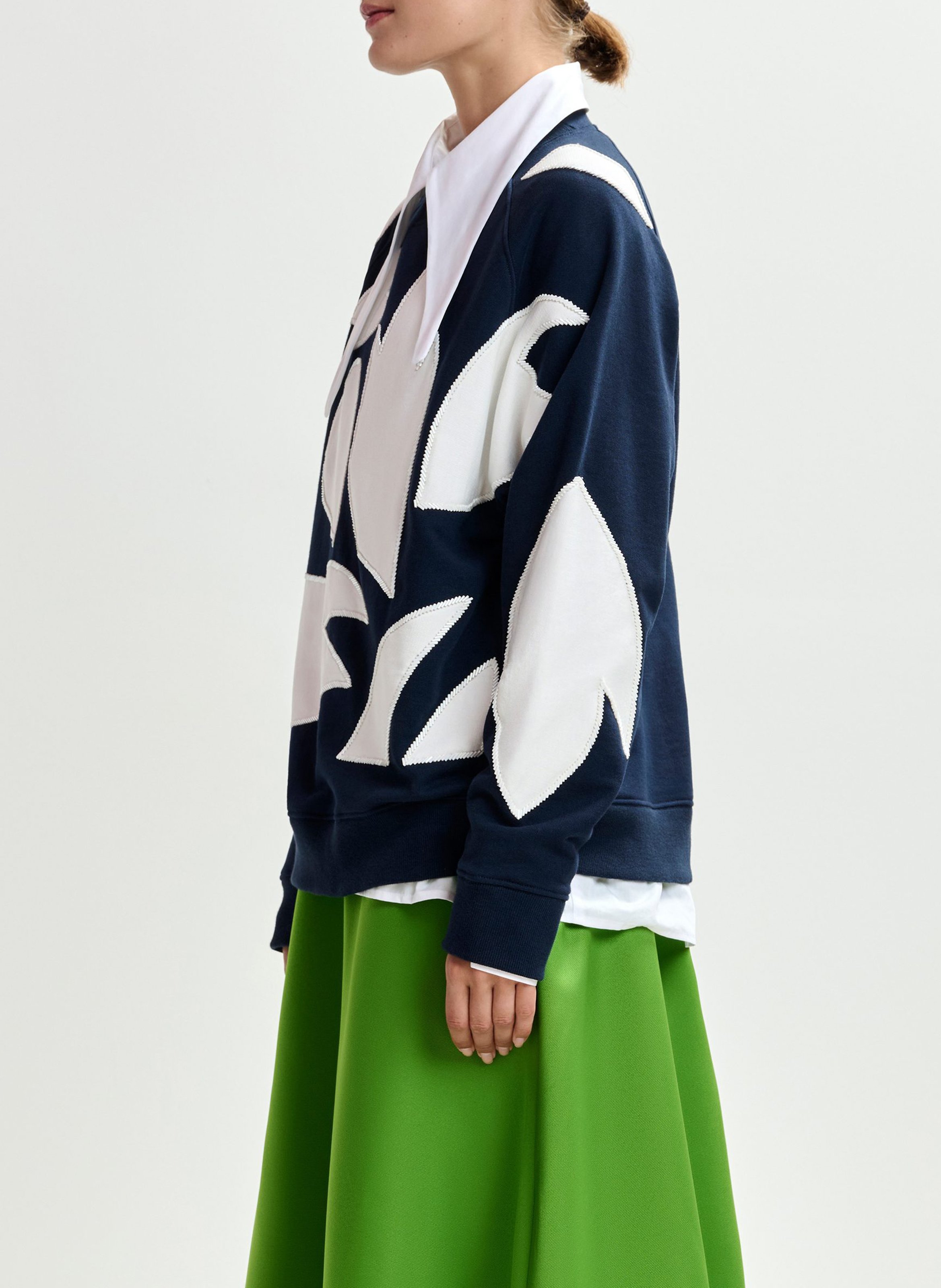 Oversized Sweatshirt with Embroidered Patches ESSENTIEL ANTWERP Blue
