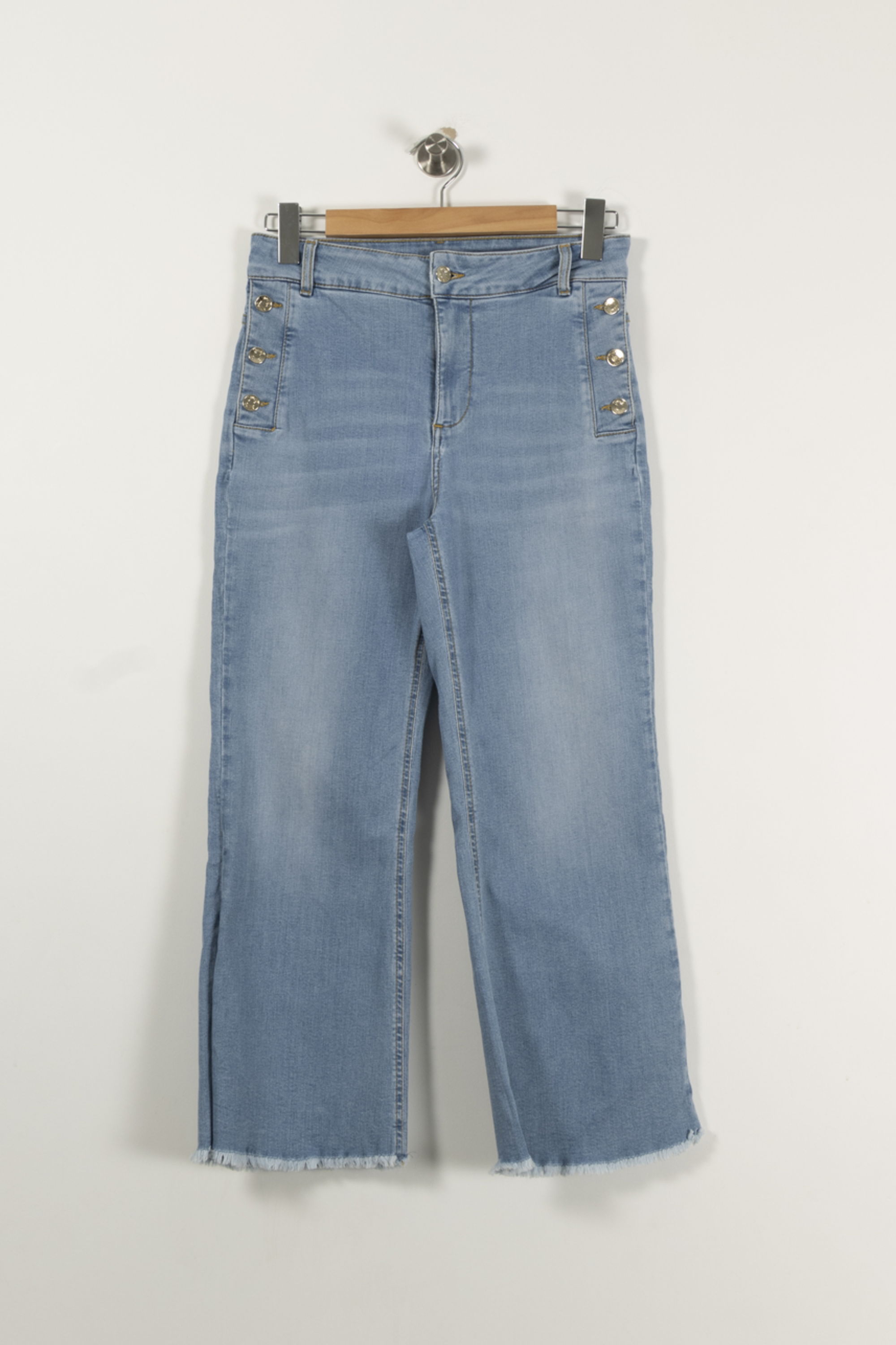 Cropped slim jeans with studs LIU JO - SECONDE MAIN Blue