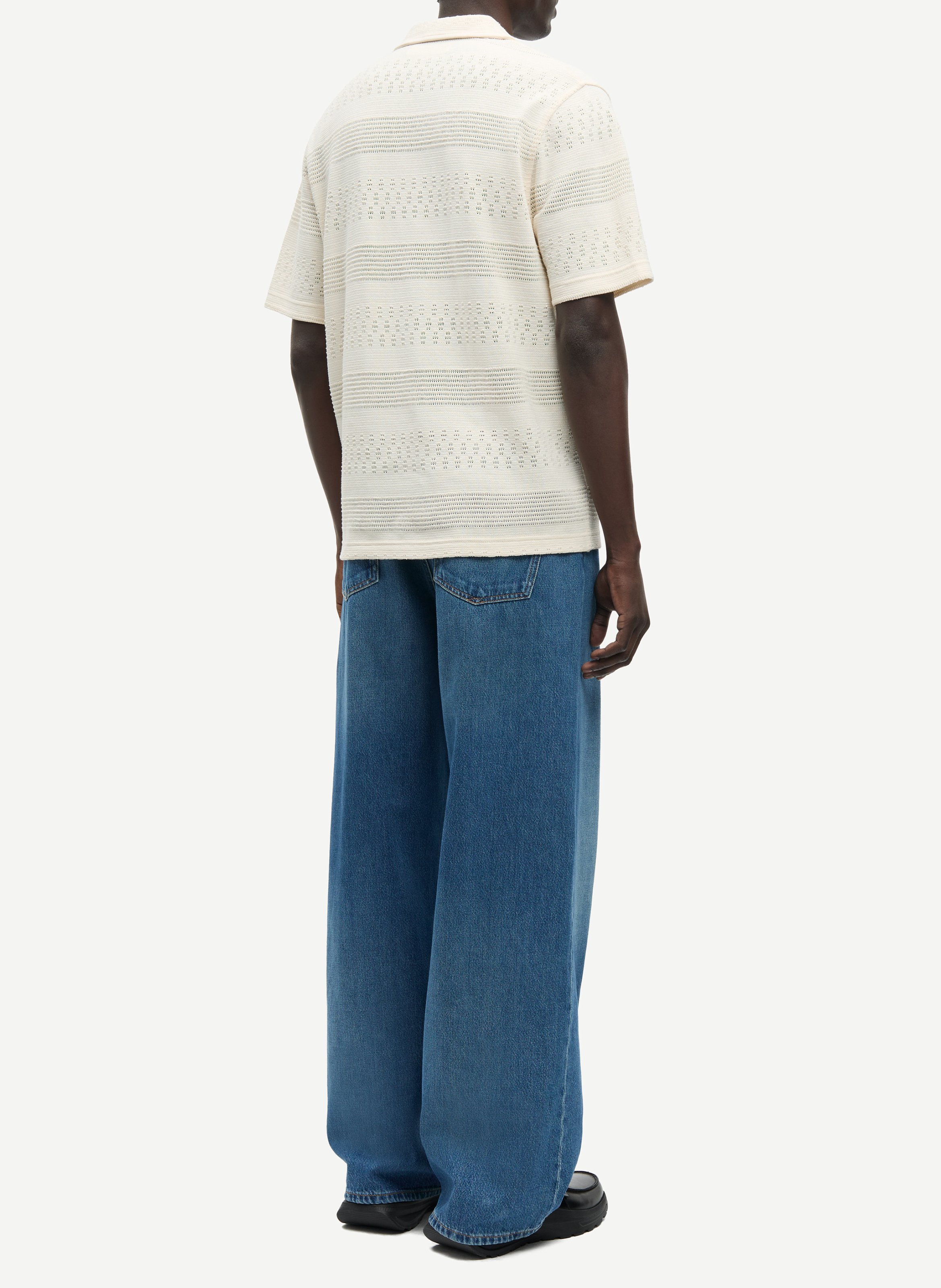 Rechte blouse met Cubaanse kraag van biologisch katoenmengsel SAMSOE SAMSOE Wit