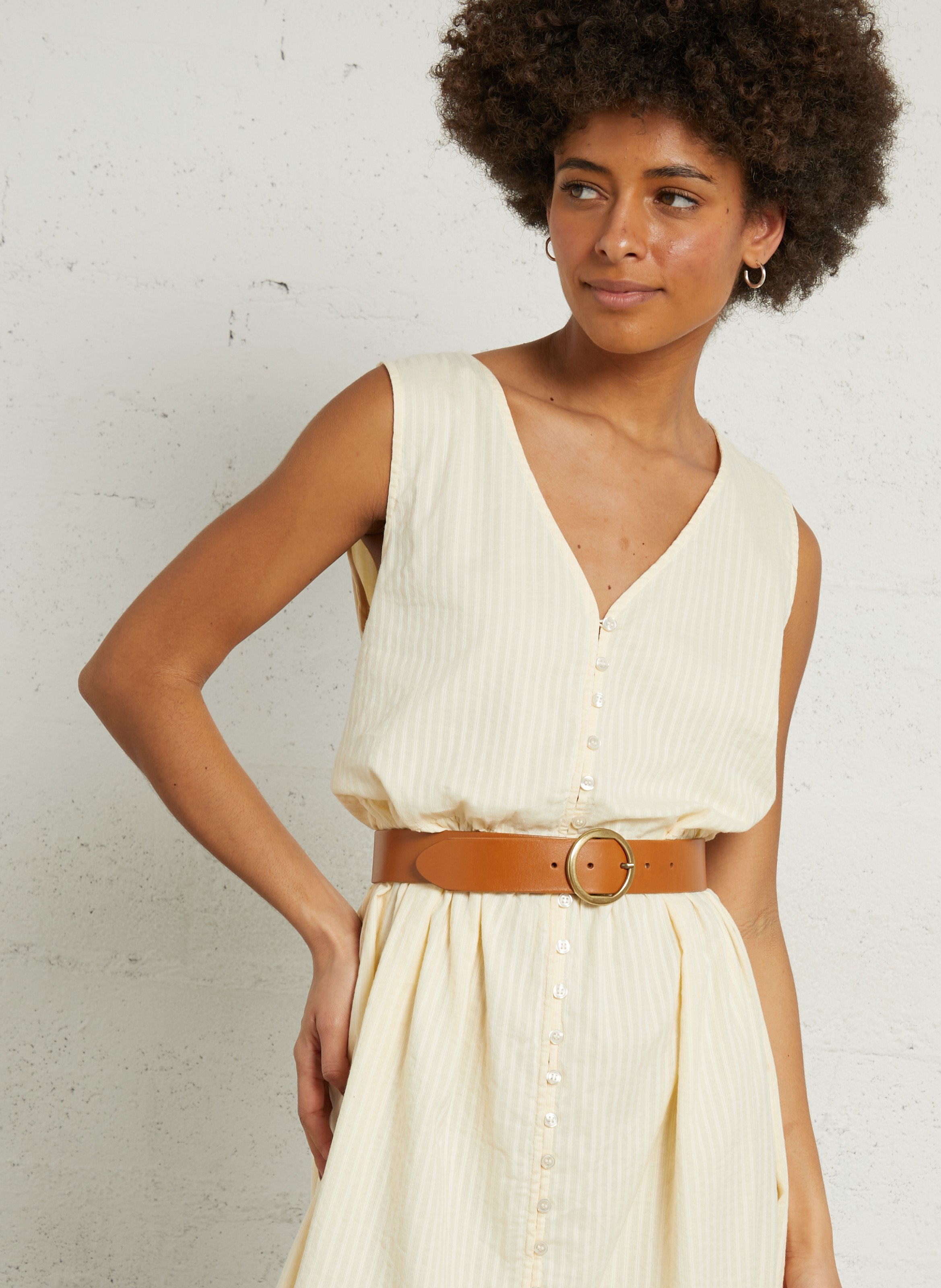 Robe ample col V sans manches DES PETITS HAUTS Jaune