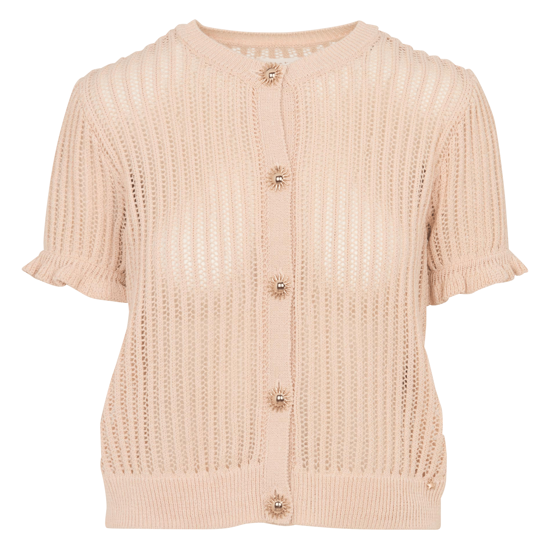 Gilet droit col rond en coton mélangé DES PETITS HAUTS Orange