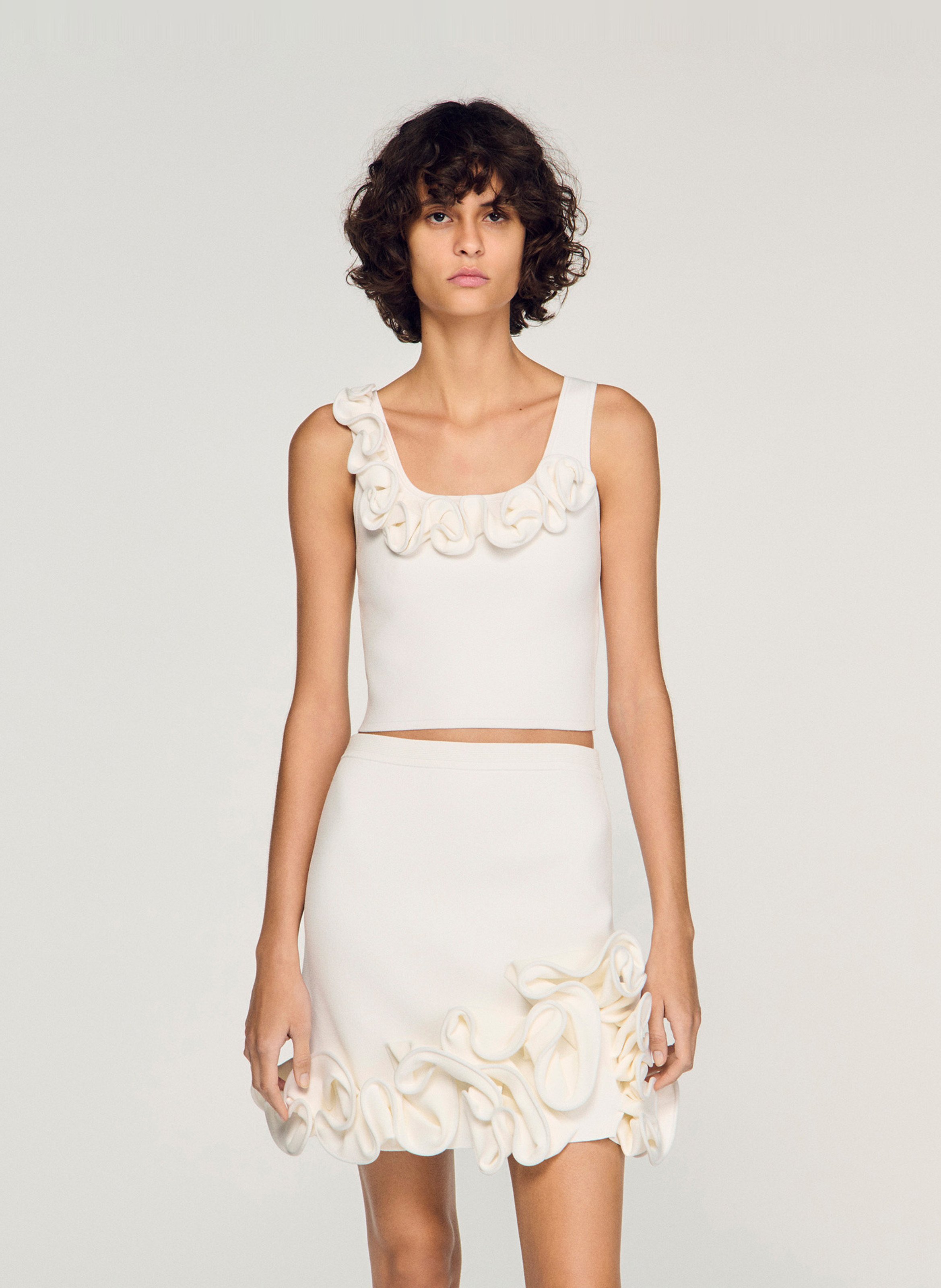 Korte, strakke top van jersey SANDRO Wit