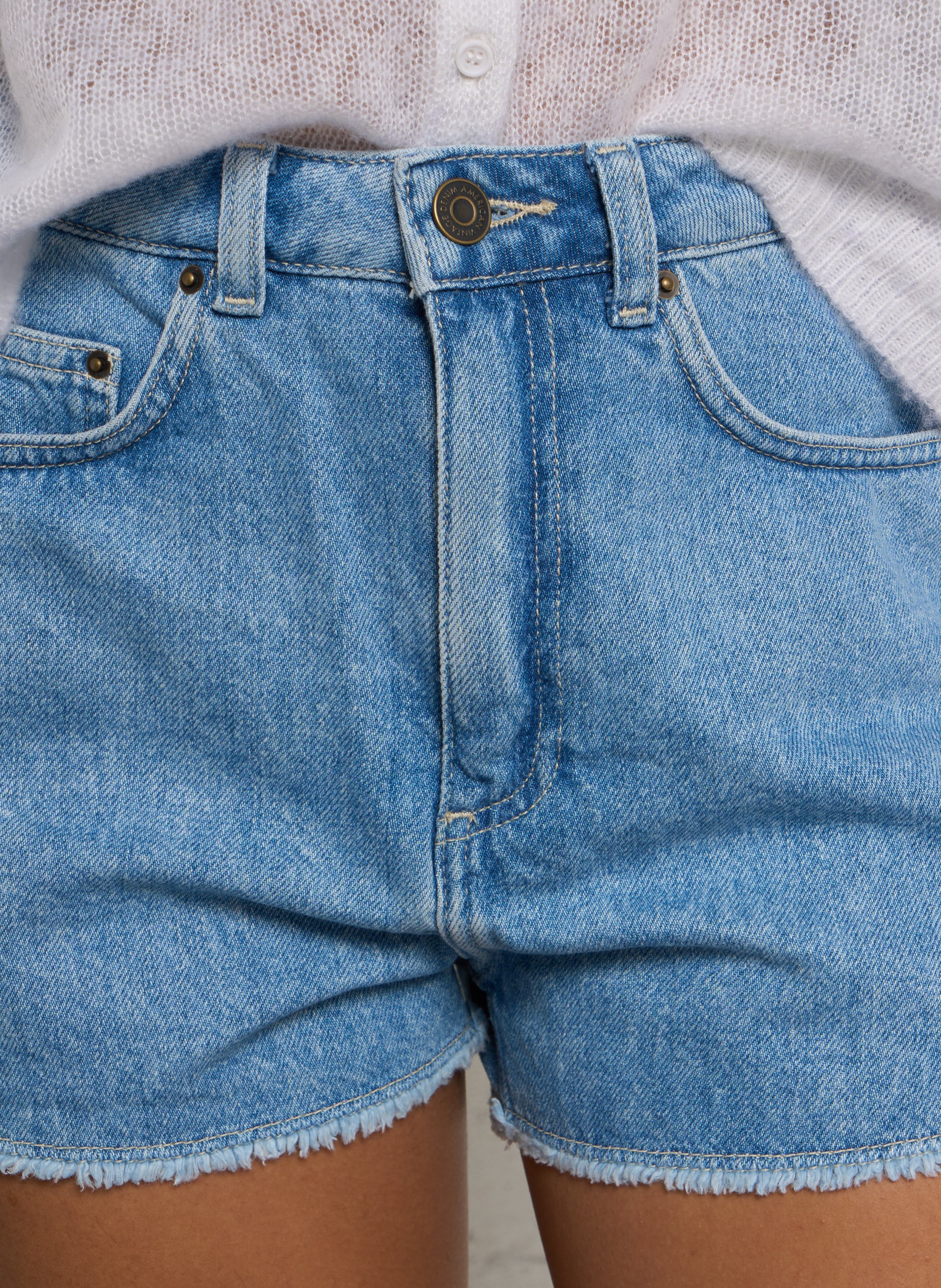 Short droit en coton et coton recyclé AMERICAN VINTAGE Bleu
