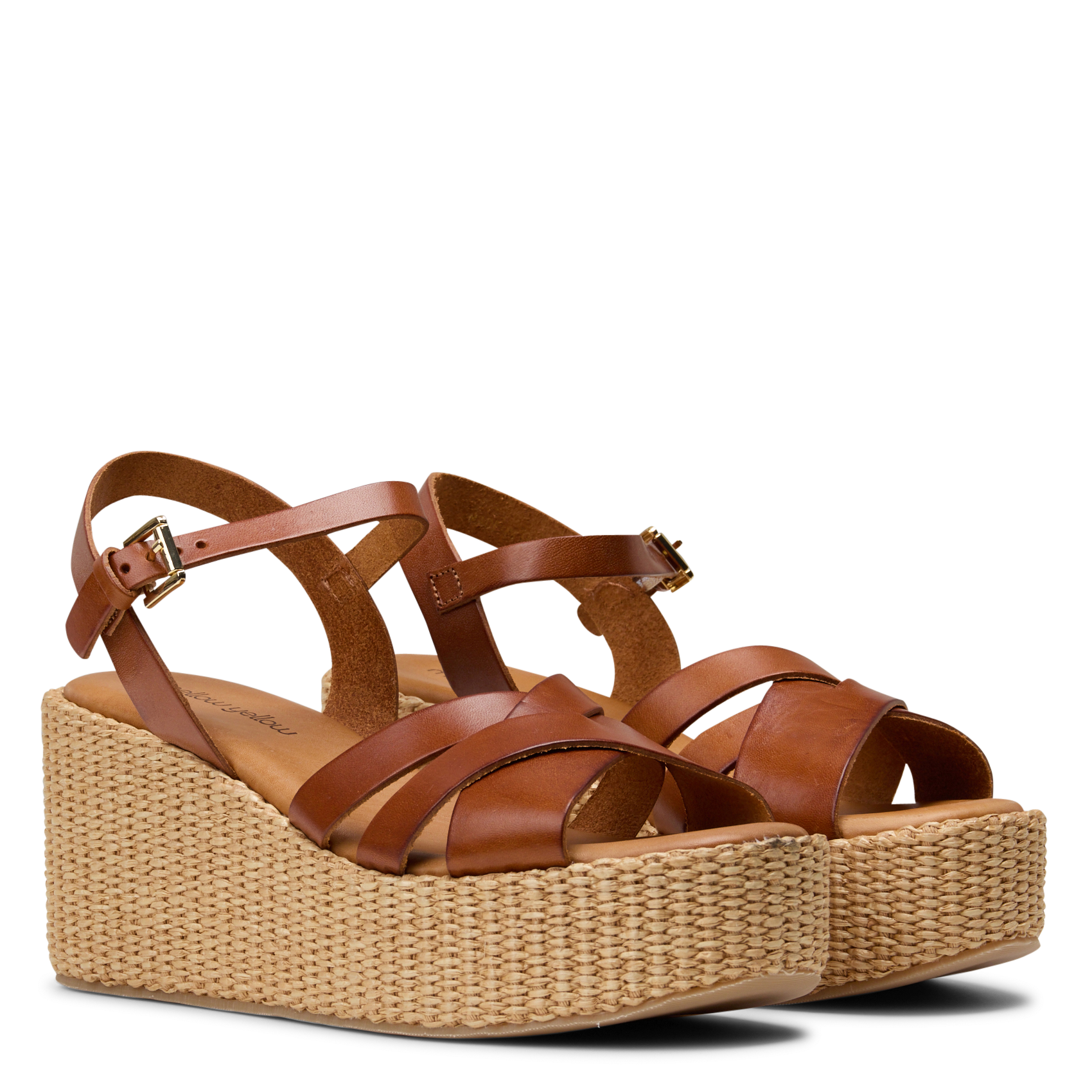 Fabia leather wedge sandals MELLOW YELLOW Brown
