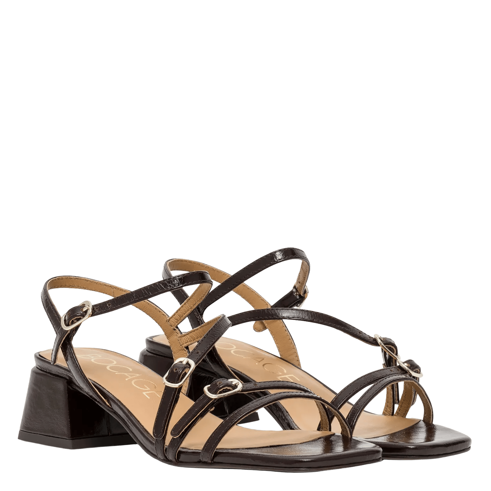 Alice heeled leather sandals BOCAGE Blue