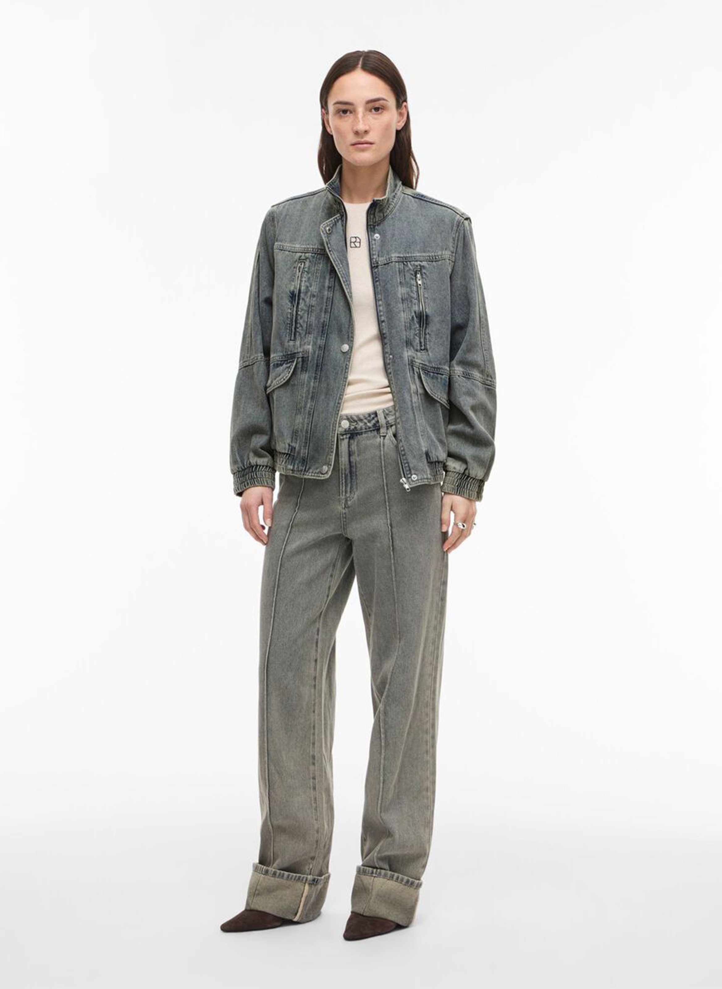 Blouson oversize col montant en coton et coton recyclé ROUGE EDIT Bleu