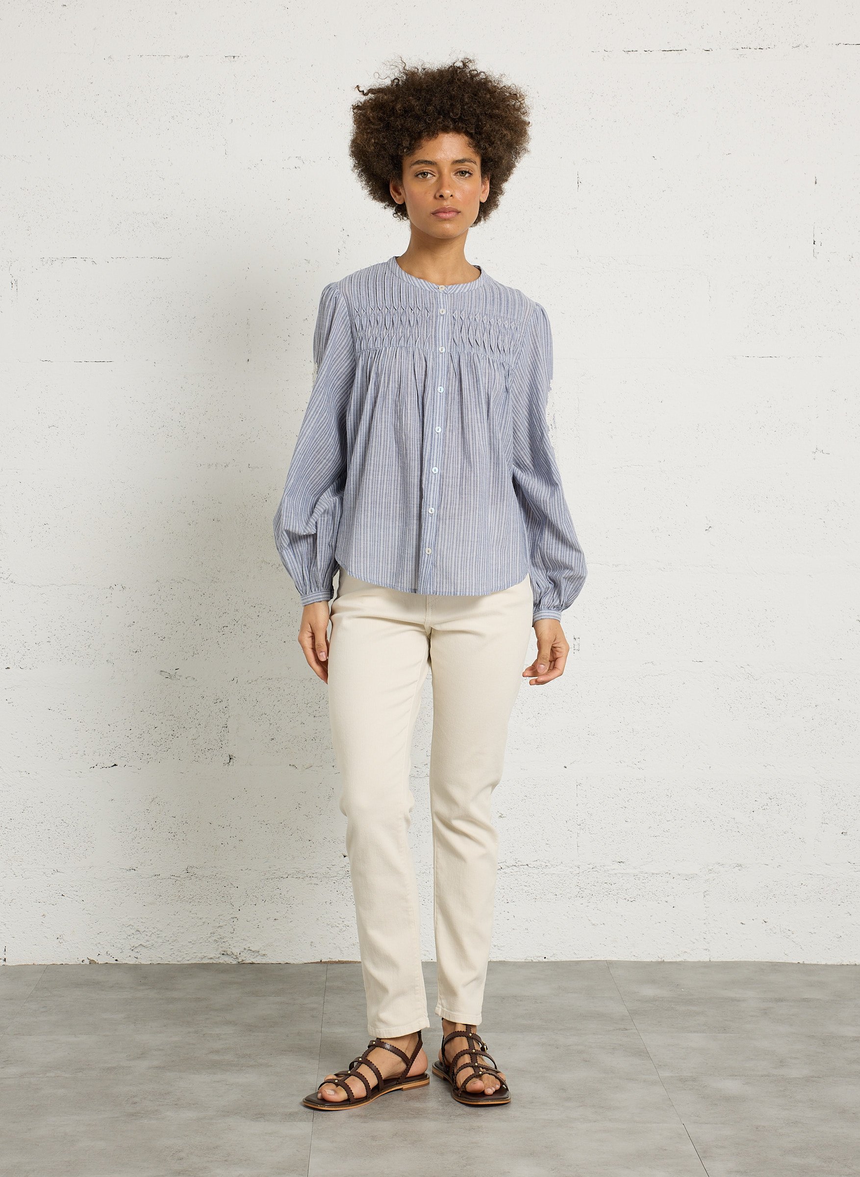 Blouse col rond en coton bio LOUISE MISHA Bleu