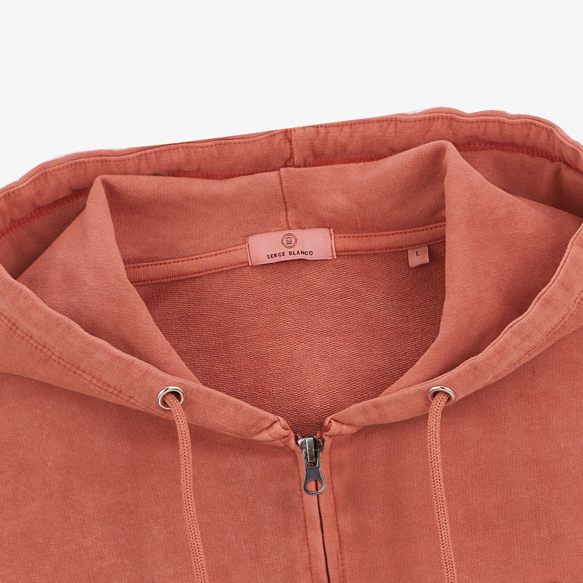 Zip-up hoodie in old dye cotton SERGE BLANCO Orange