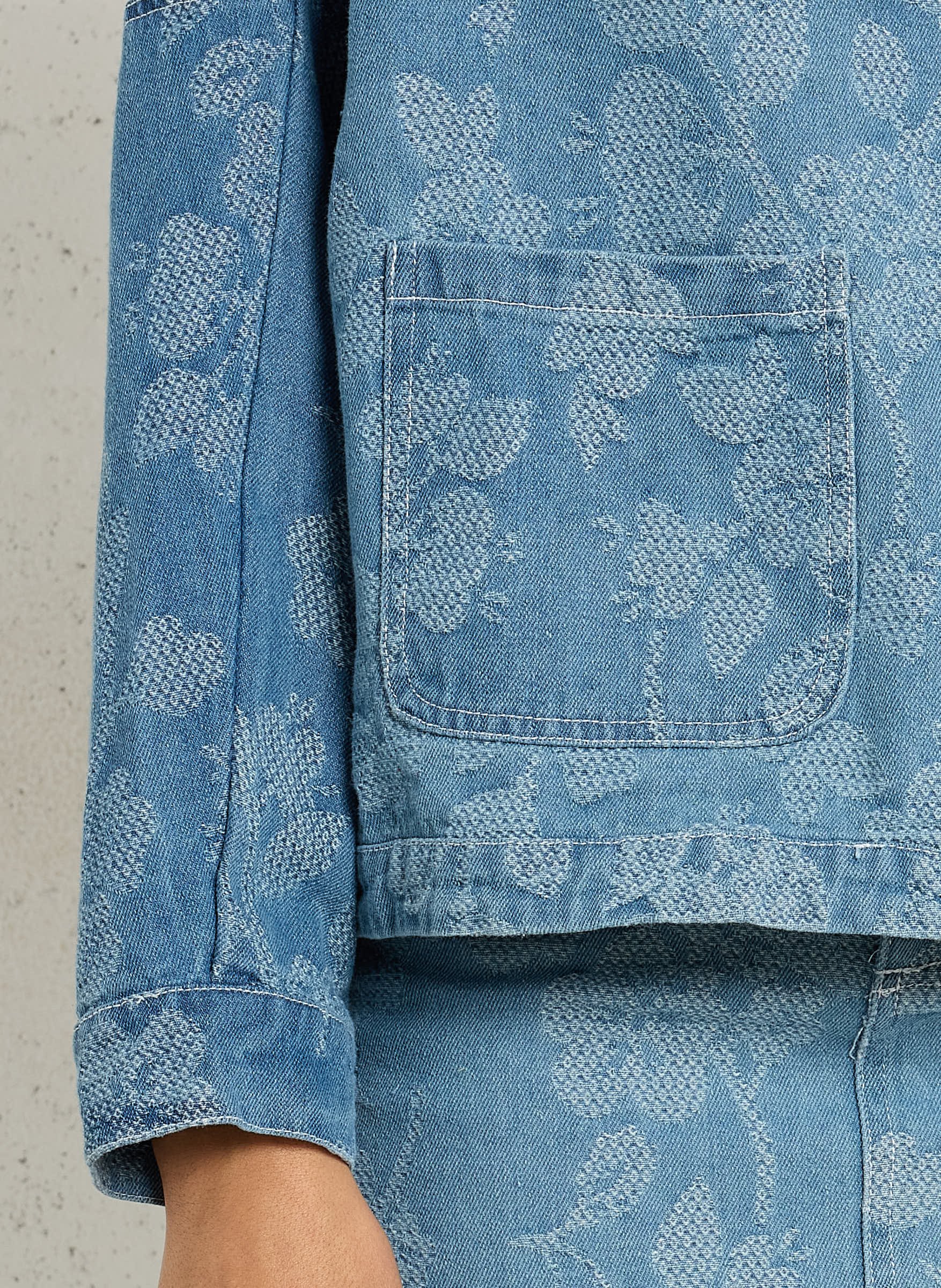 Recht jasje met V-hals | katoenblend THE KORNER Blauw