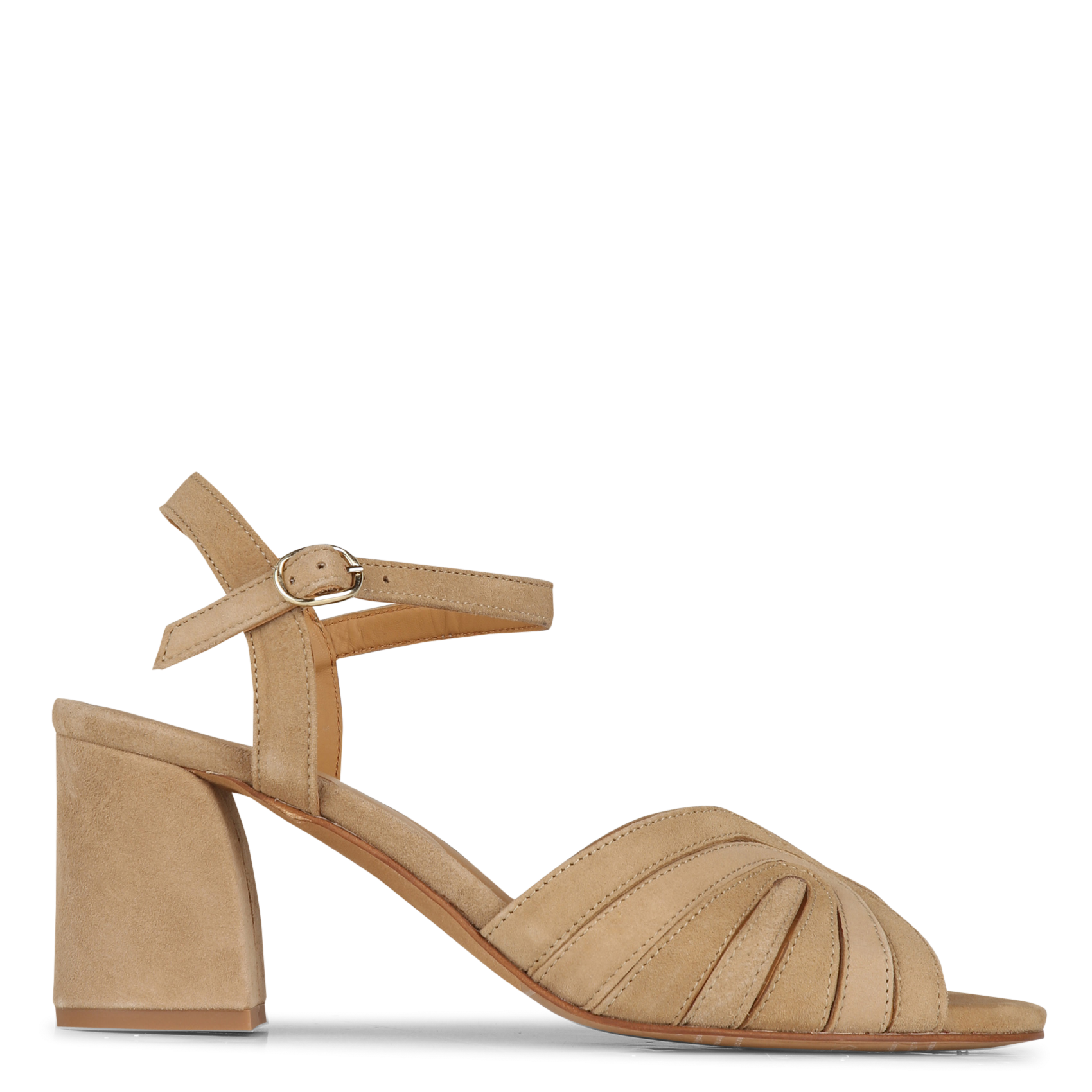 Sandales à talons en cuir velours BOBBIES Beige