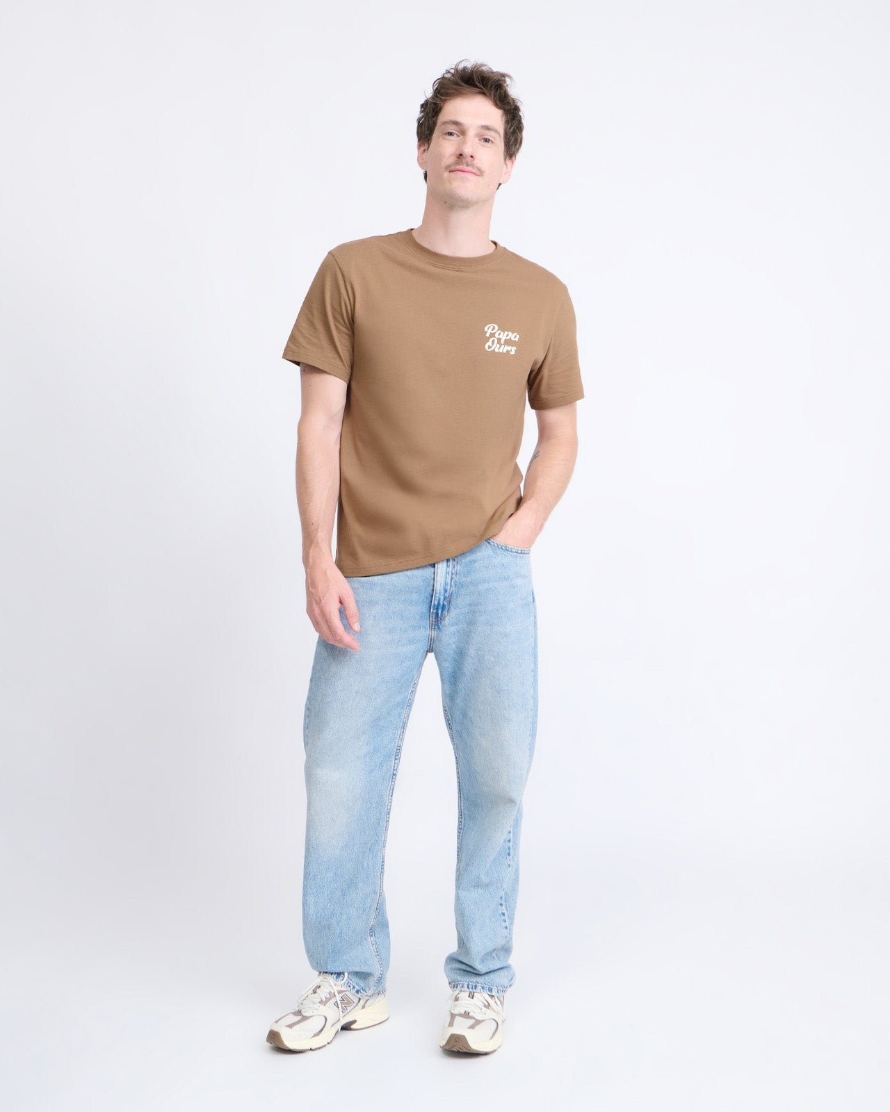 T-shirt papa ours en coton bio EMOI EMOI Marron