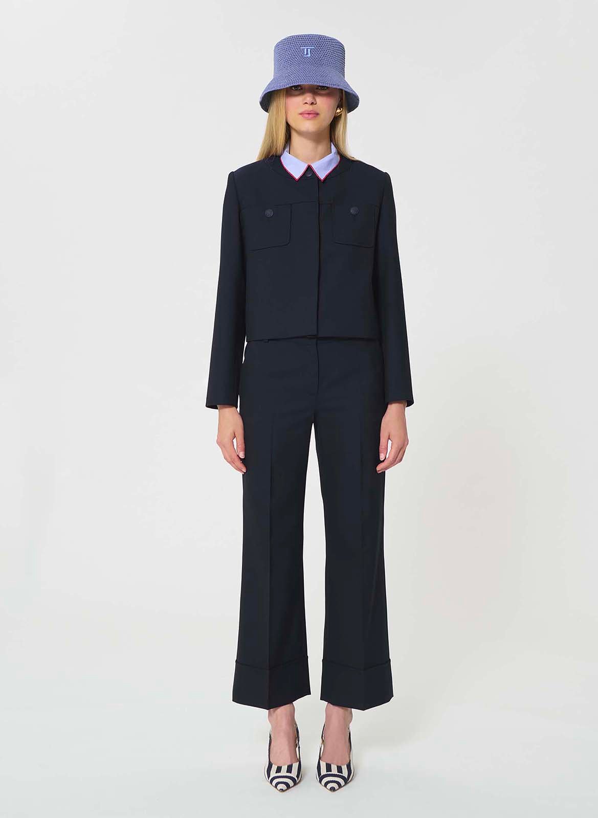 Pantalon tailleur évasée 7/8 ème TARA JARMON Bleu