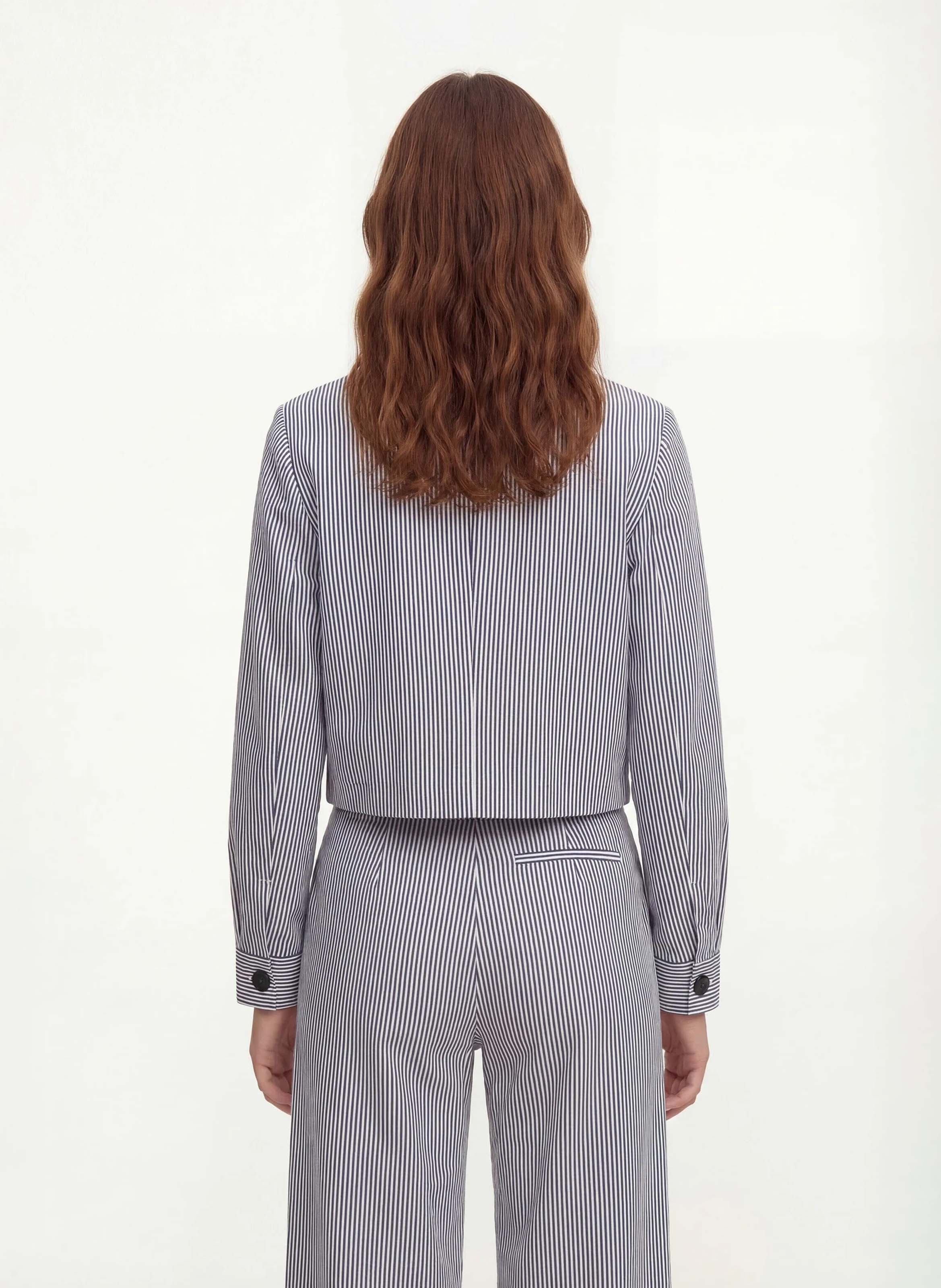 Veste courte droite à rayures KOOKAI Bleu