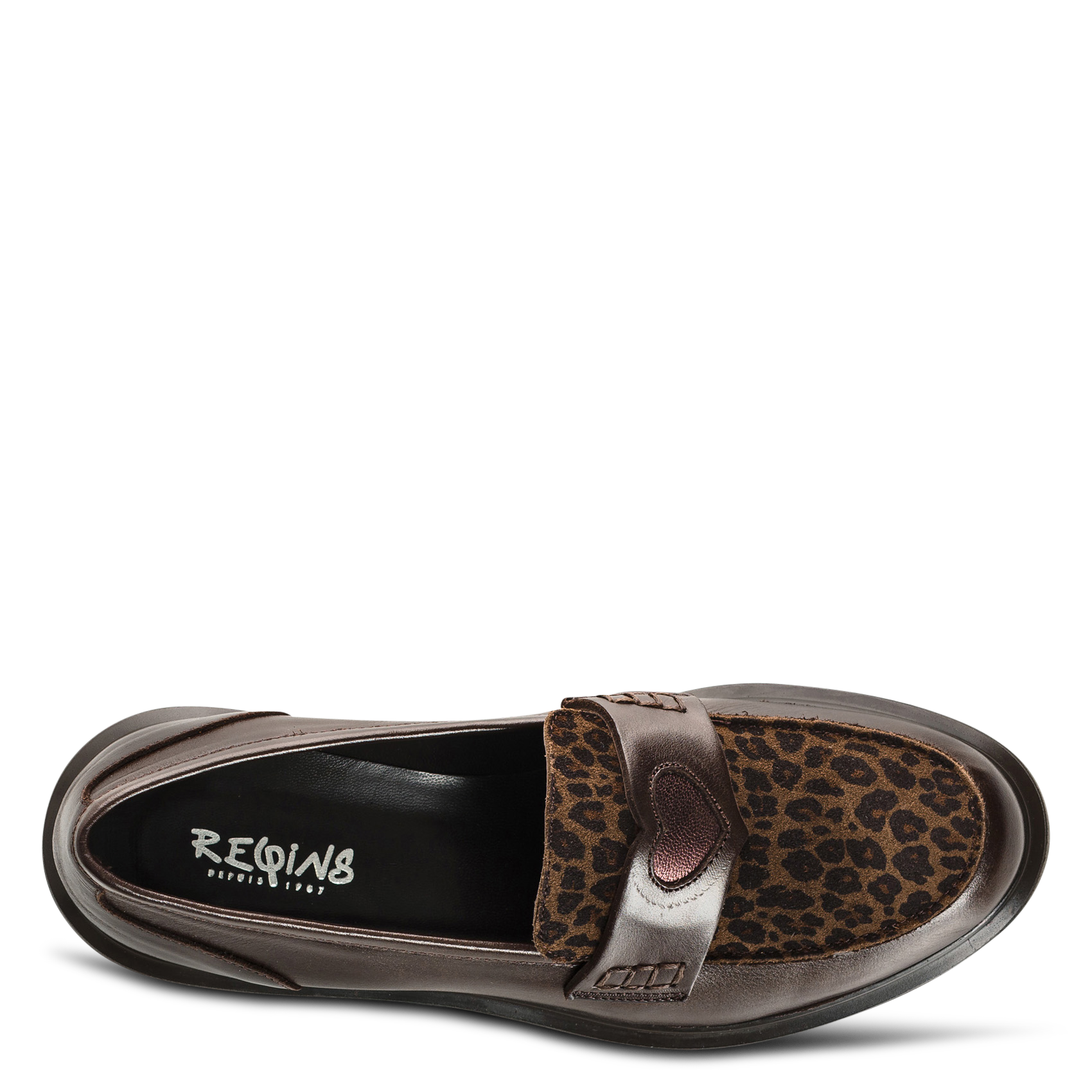 Mocassins met dierenprint in leer REQINS Bruin