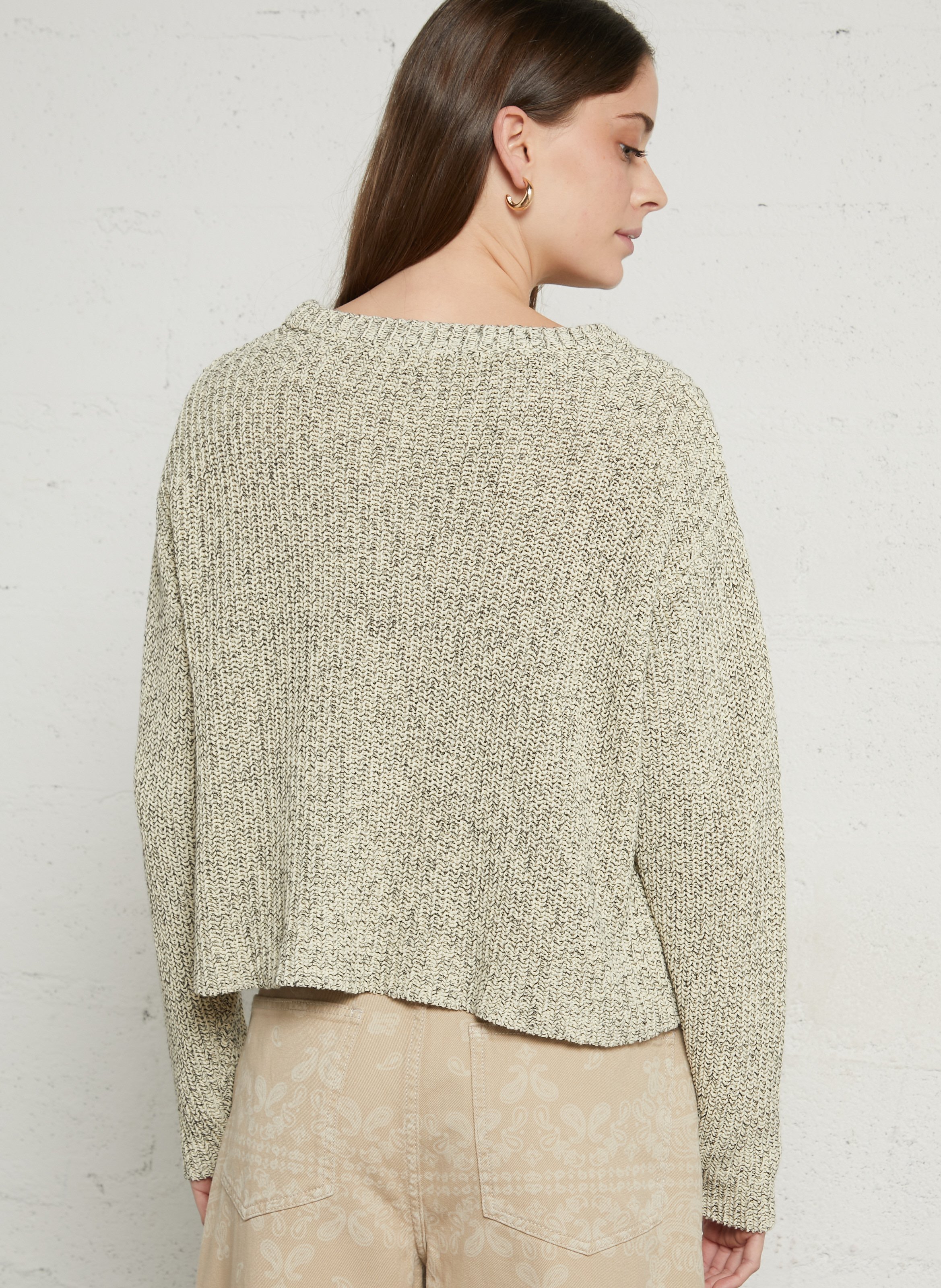 Gerade geschnittener Rundhals-Pullover aus Bio-Baumwolle AMERICAN VINTAGE Gelb