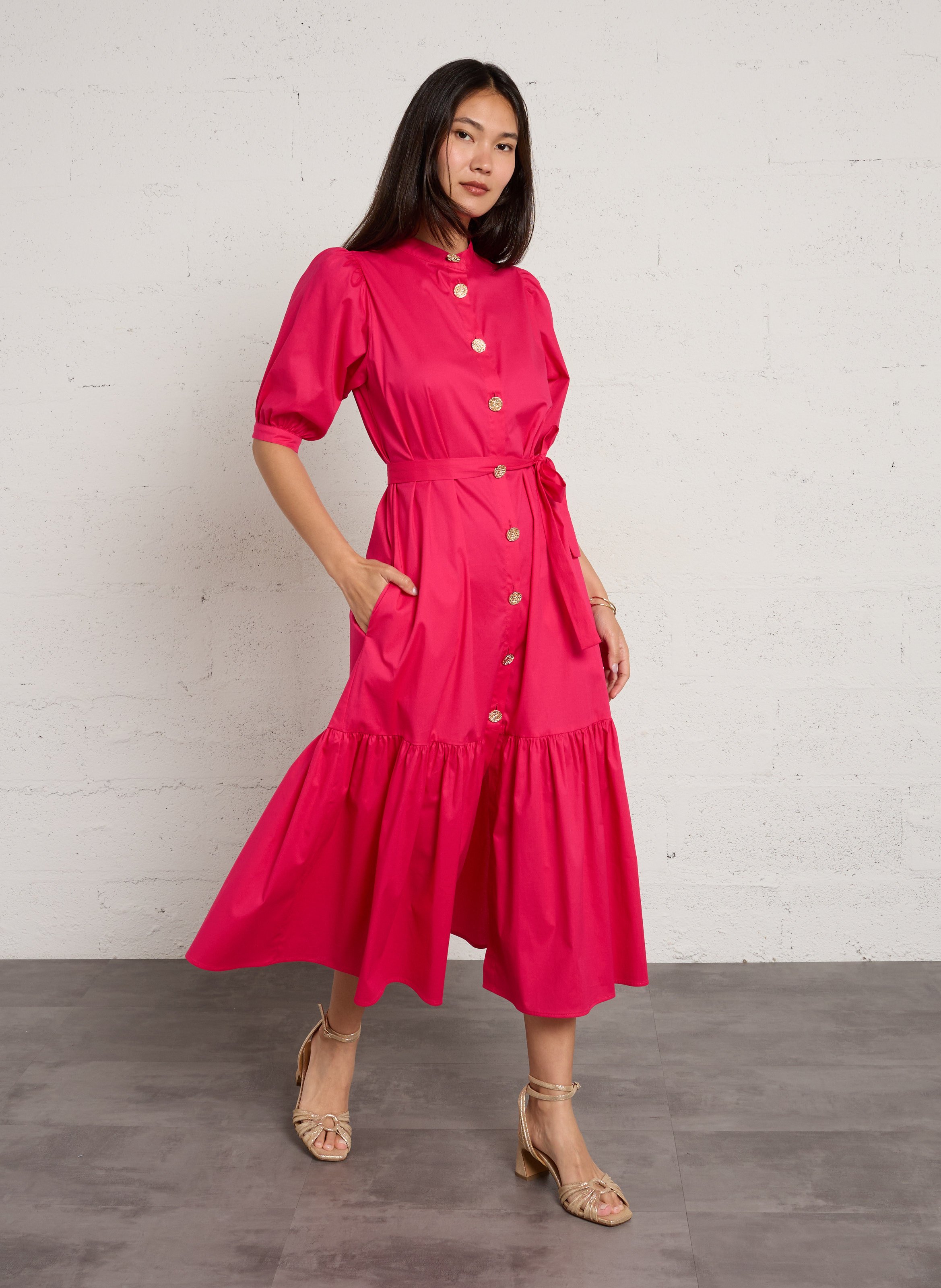 Robe longue à rayures ELISE CHALMIN Rose