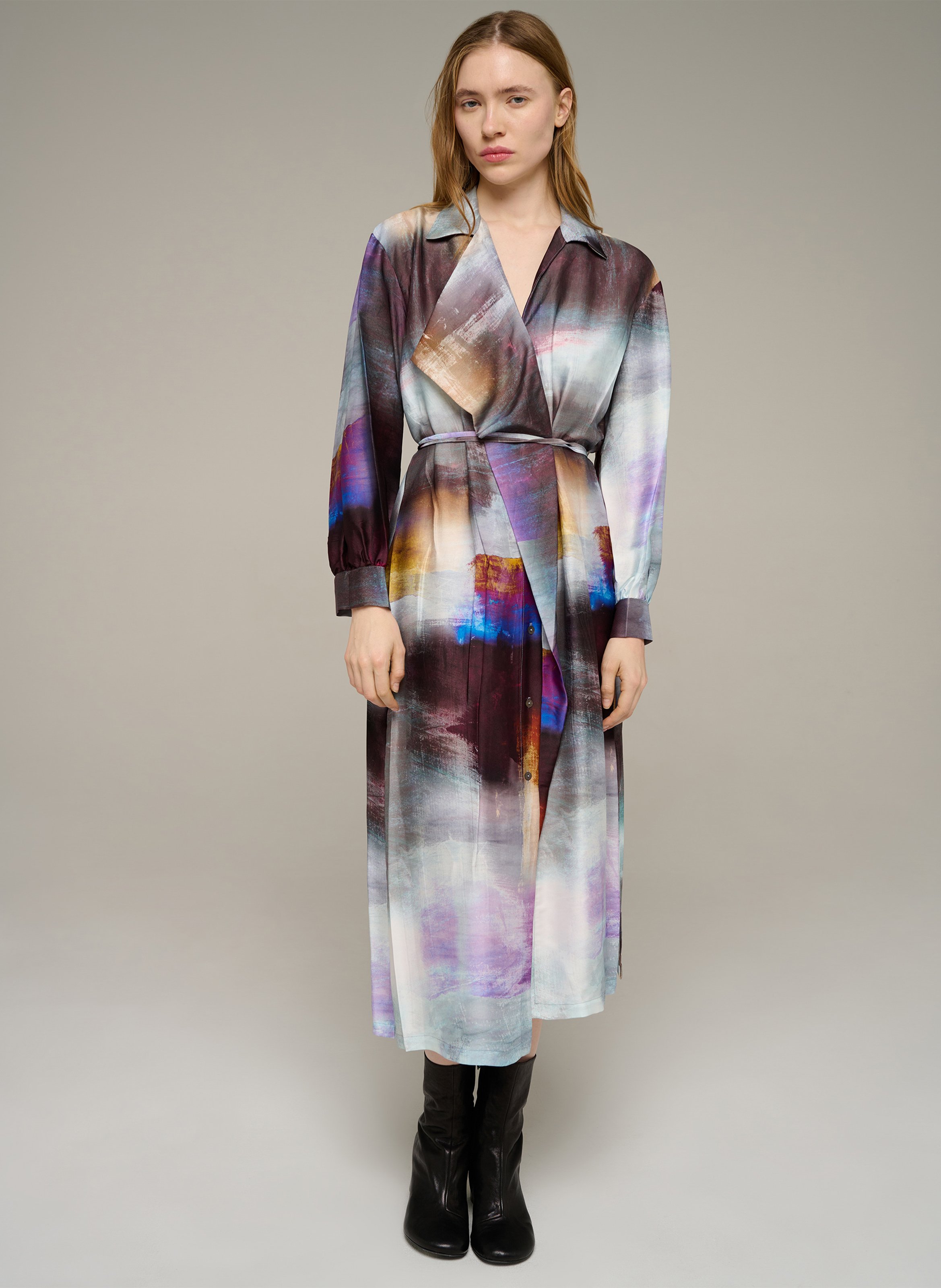 Halflange jurk met ceintuur COTELAC Blauw