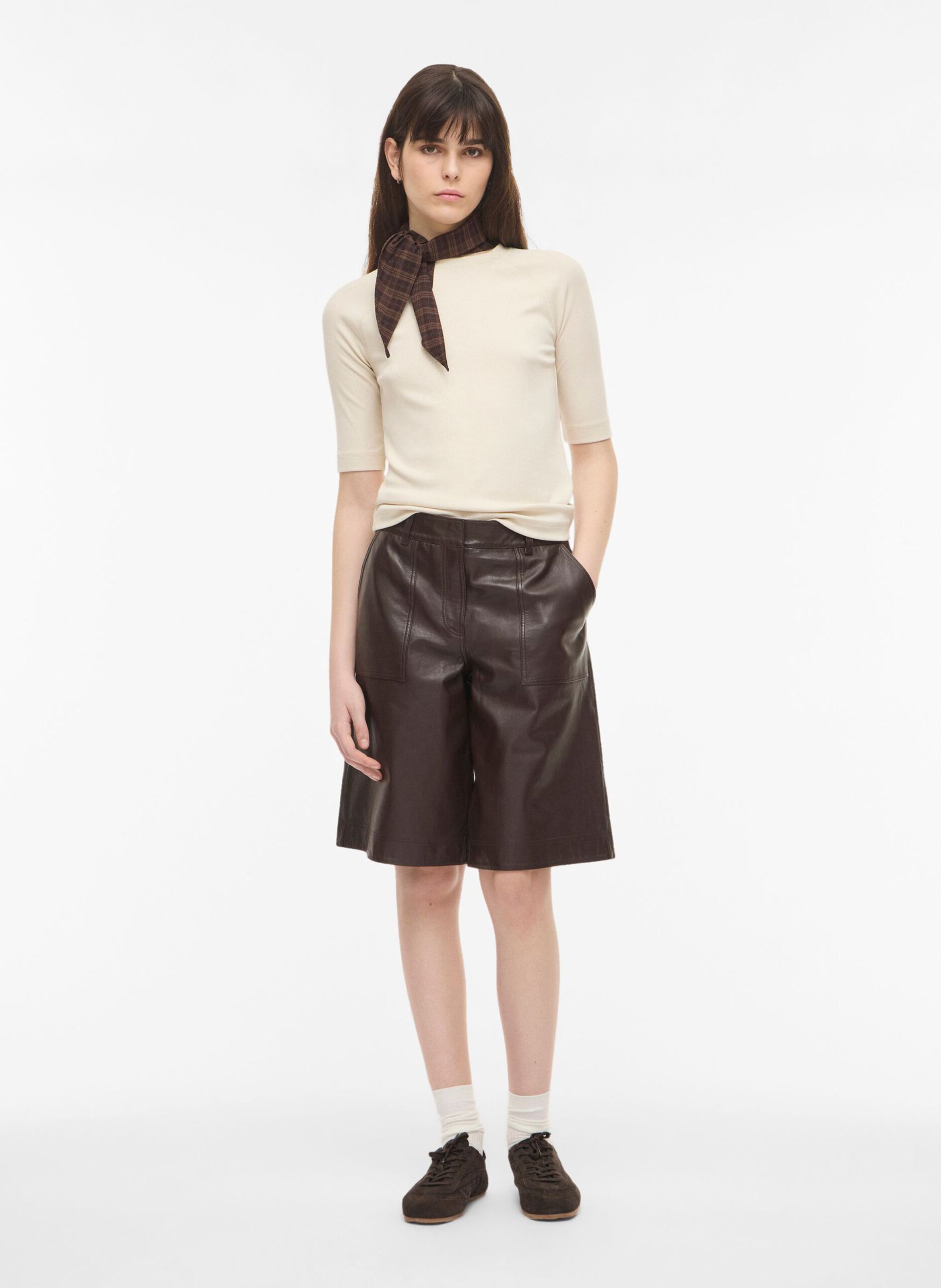 Top droit col rond ROUGE EDIT Beige