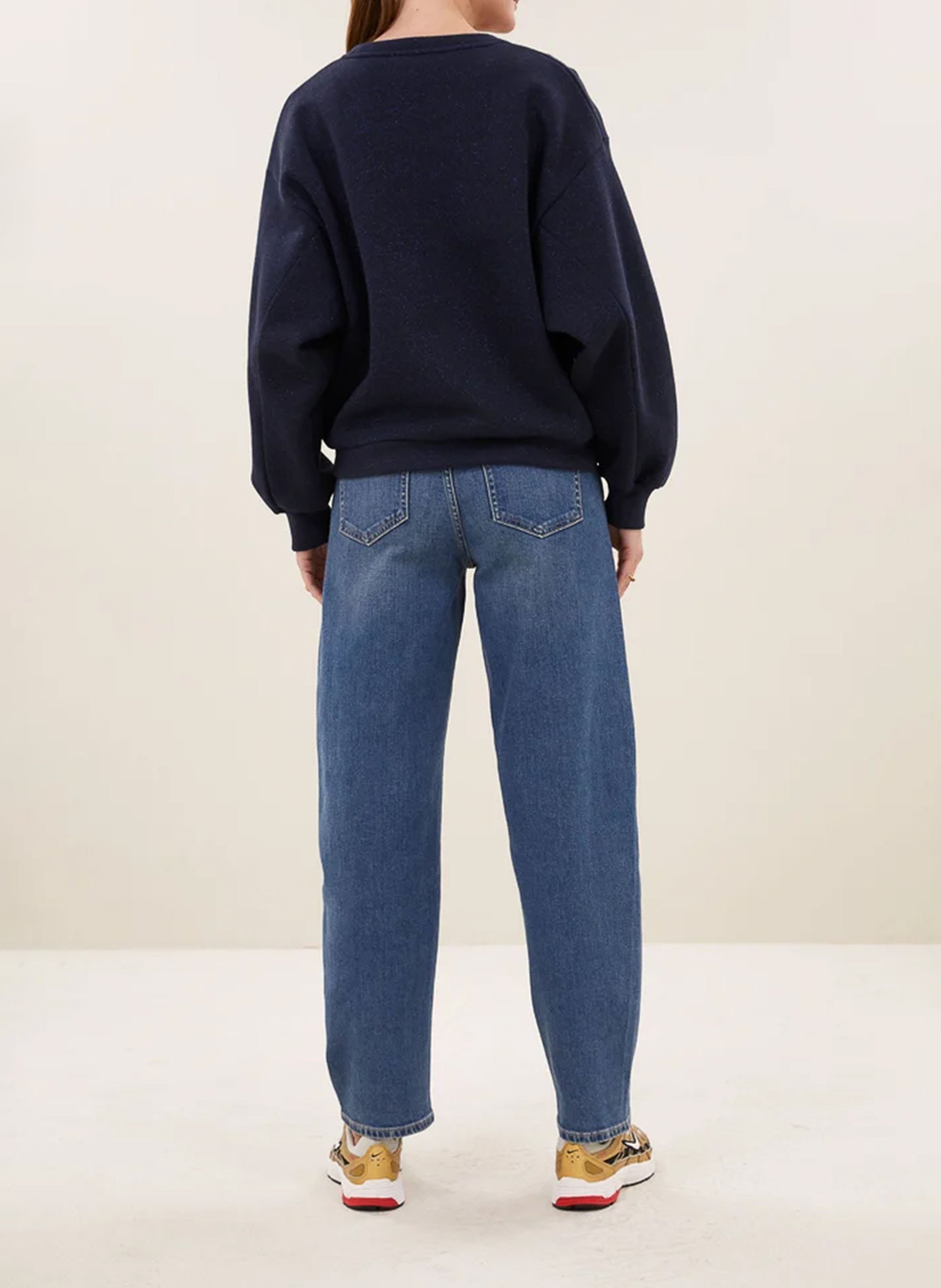 Sweat ample col rond pailleté uni BY BAR Bleu