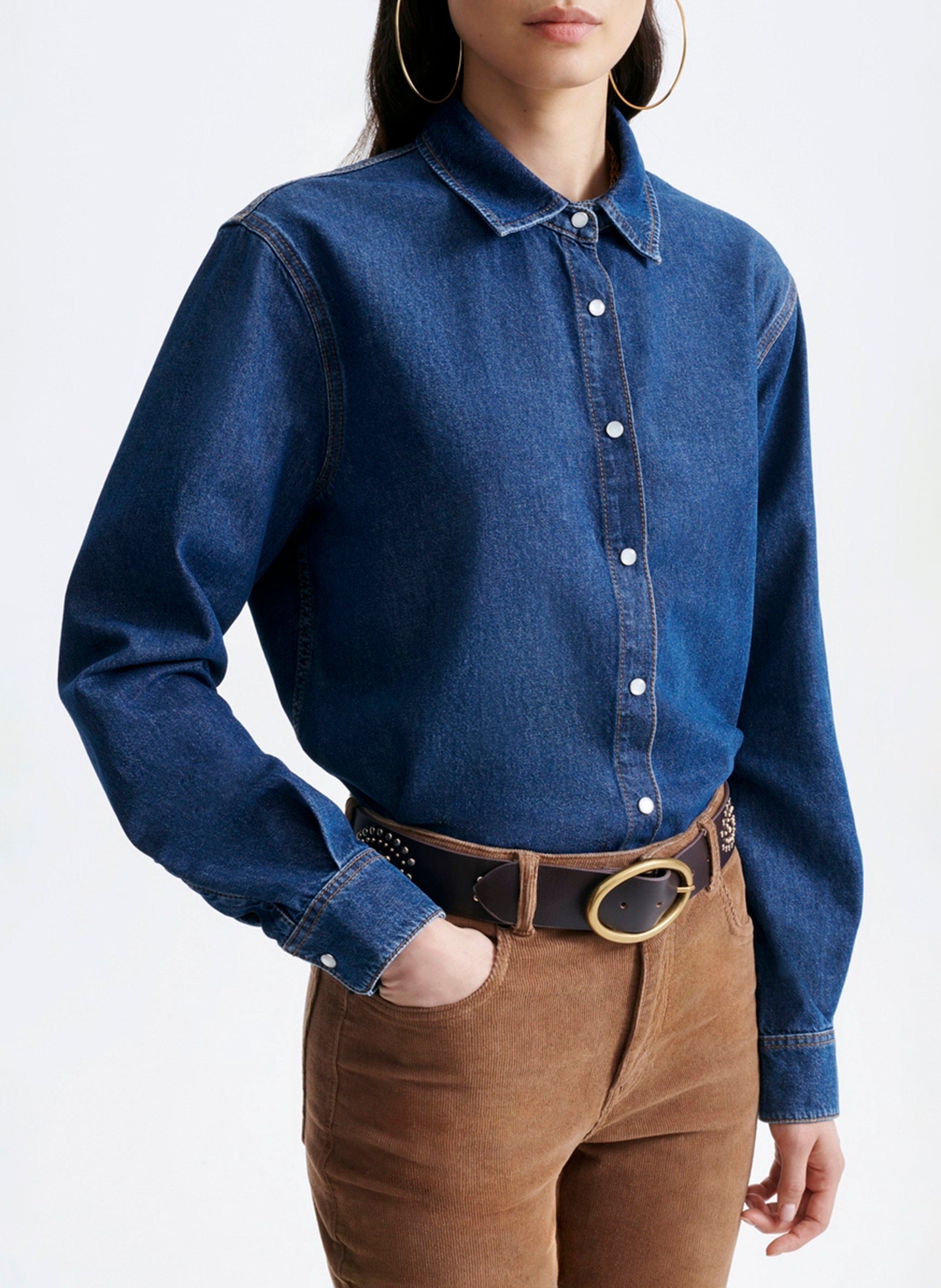 Camisa de algodón con cuello clásico VANESSA BRUNO Azul