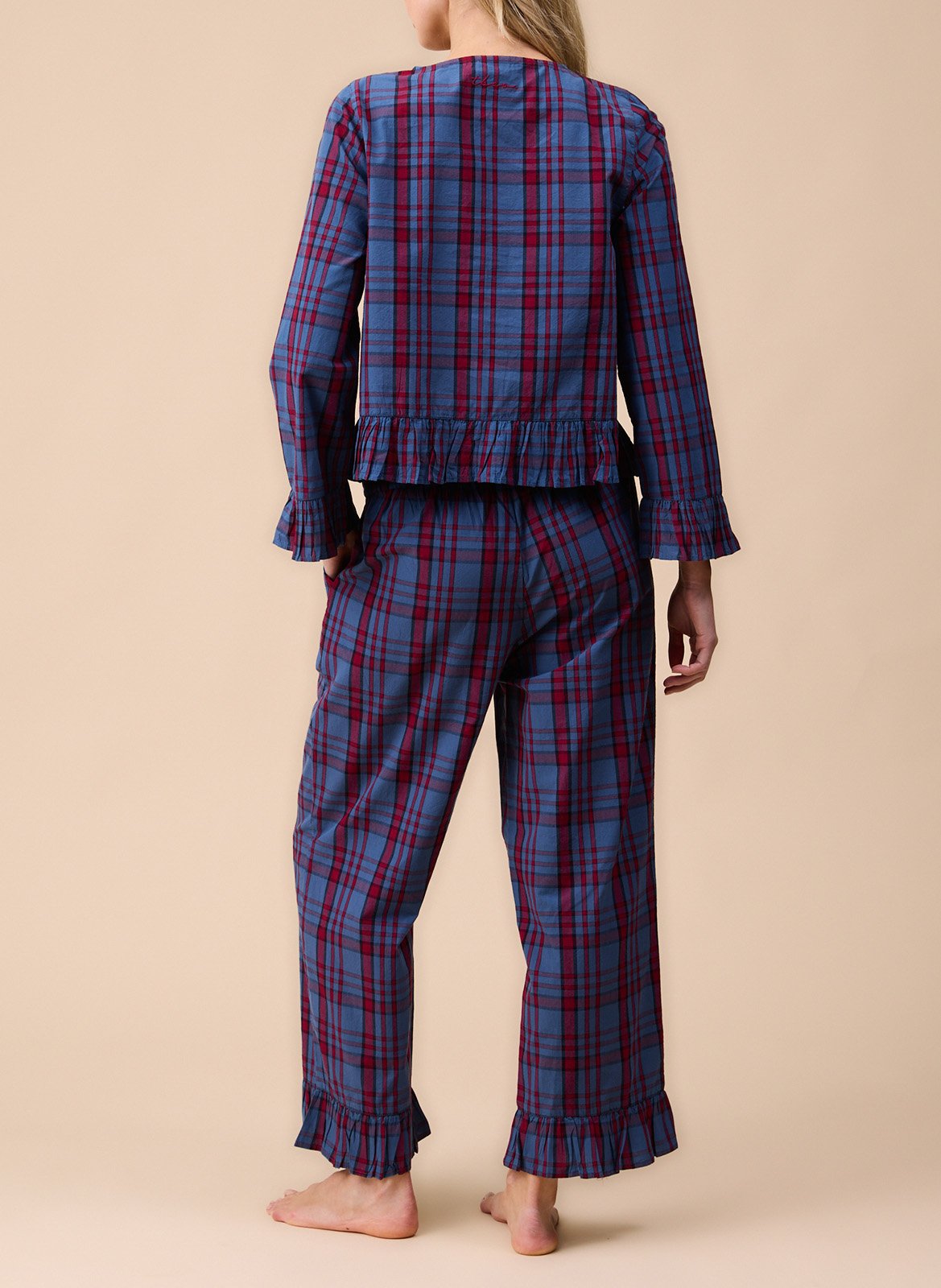 Pyjamamuster in Karo aus Baumwolle TBCO Blau