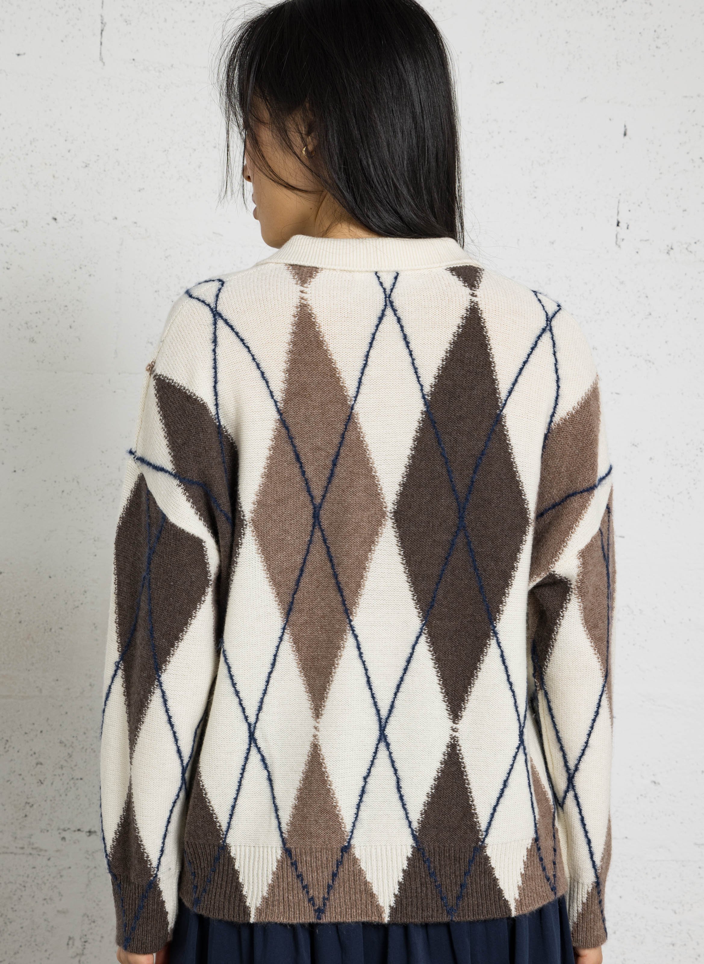 V-neck wool and cashmere loose-fit sweater MAJESTIC FILATURES Beige