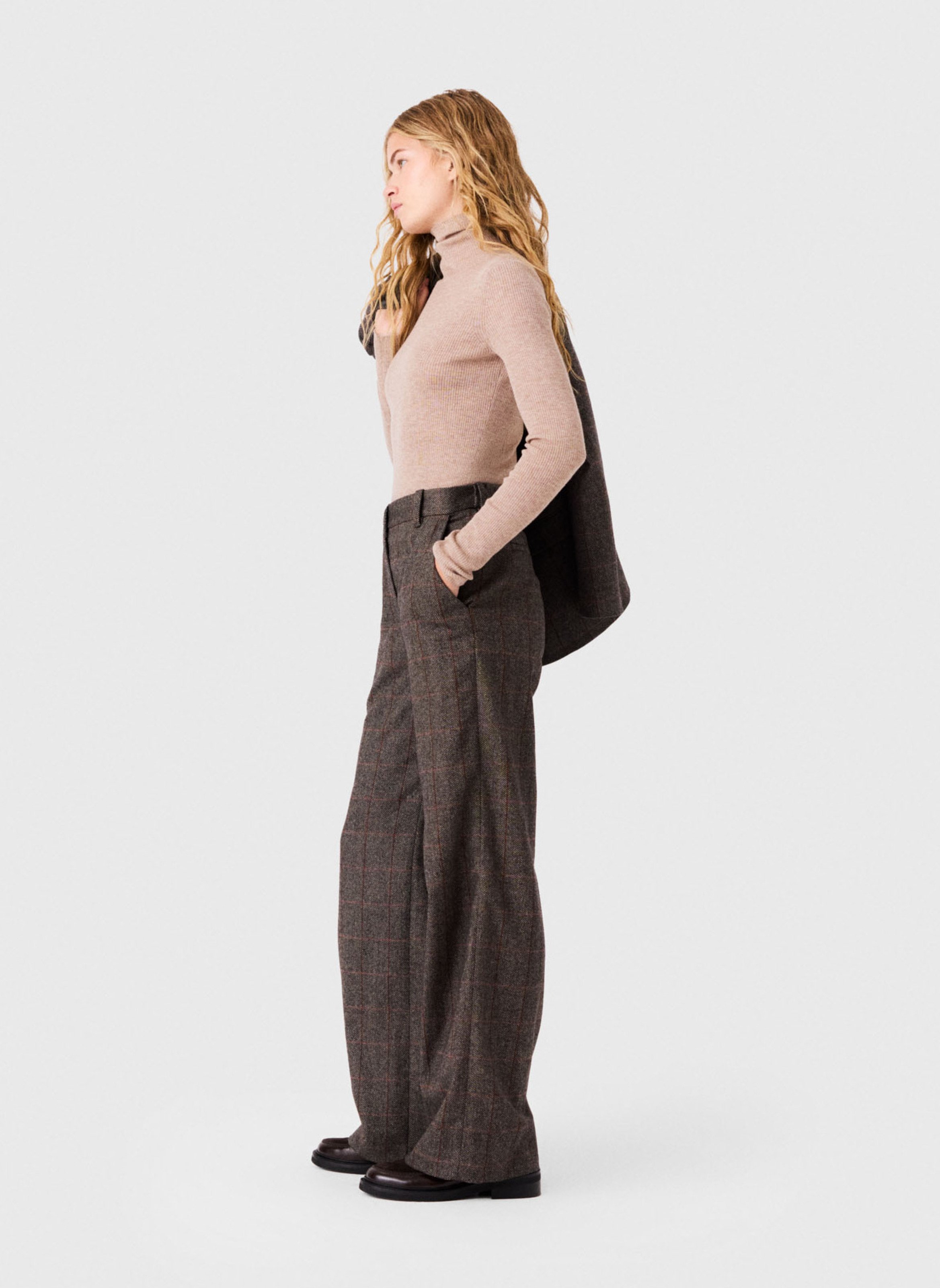 Wide-leg wool-blend pants MAJE Brown