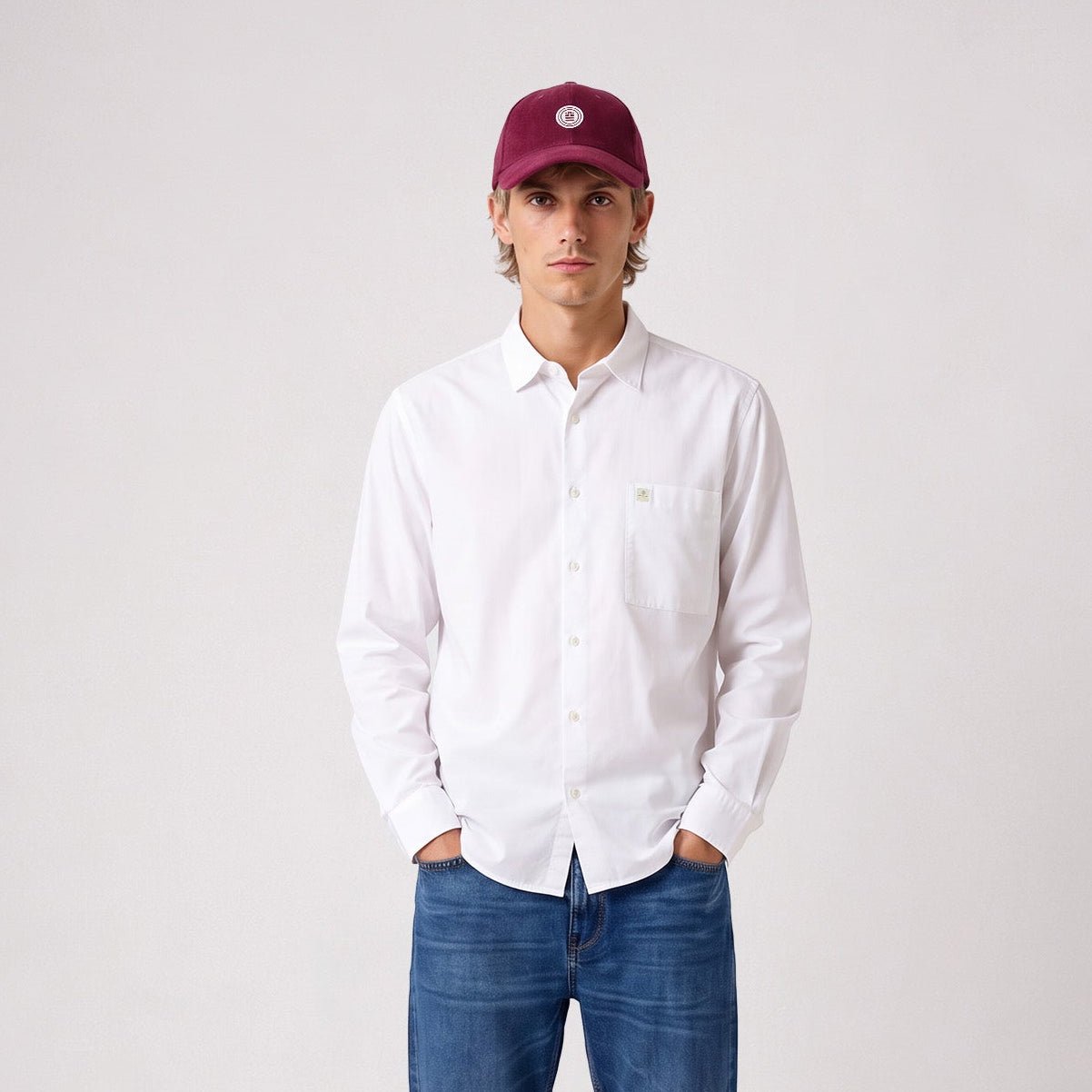 SBPLAY white stretch twill long-sleeved shirt SERGE BLANCO White