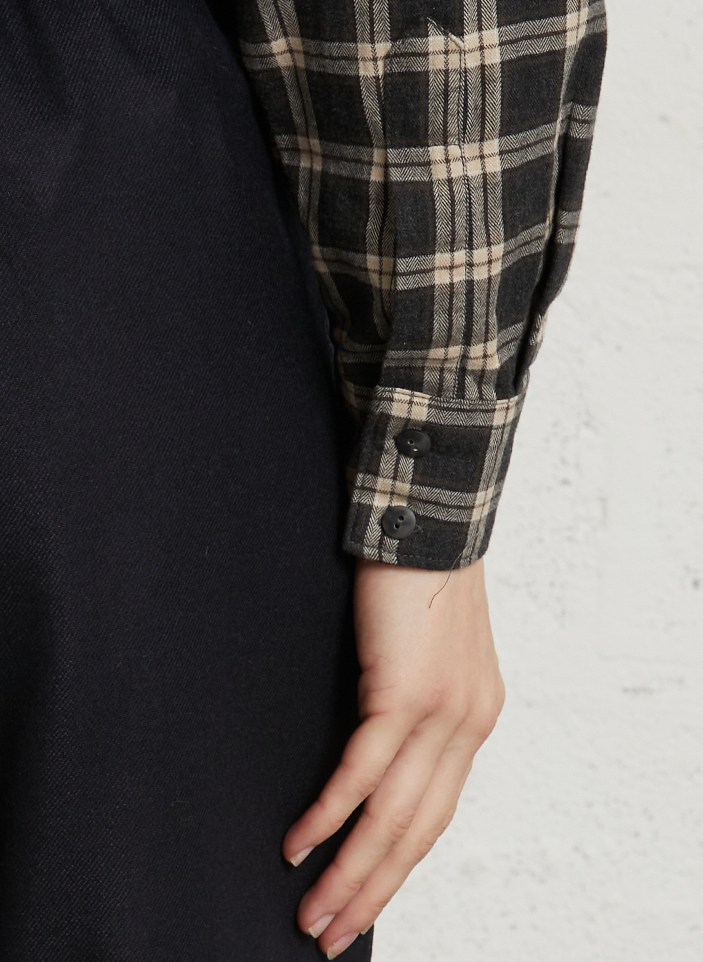 Checked cotton ruched shirt DIEGA Grey