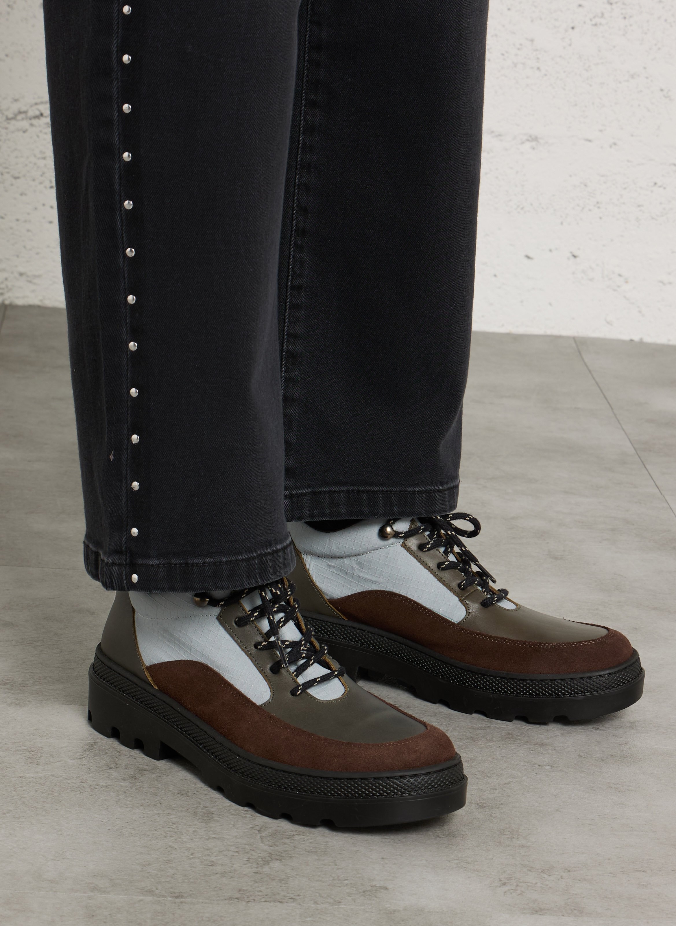 Boots à lacets en cuir NAGUISA Vert