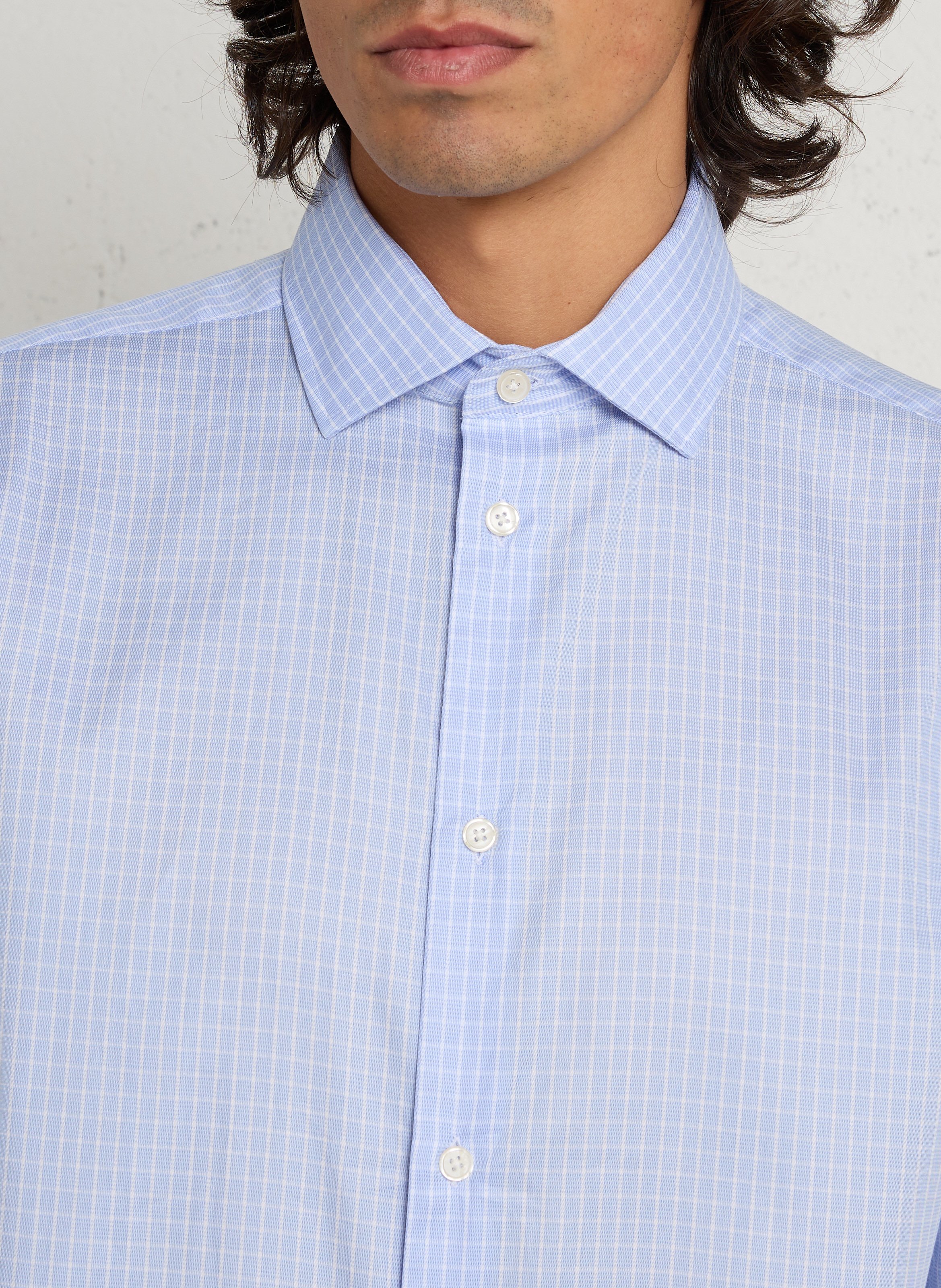 Cotton shirt with classic collar AU PRINTEMPS PARIS Blue